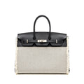 HERMES BIRKIN 35 FRAY FRAY CANVAS/ SWIFT BLACK/ECRU SHW