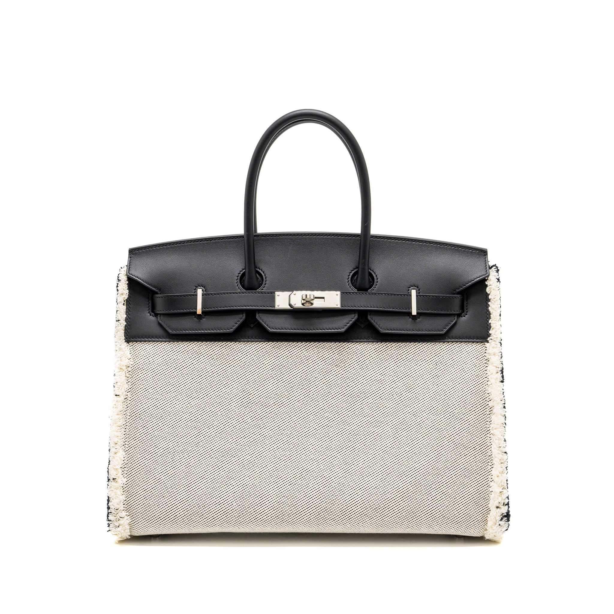HERMES BIRKIN 35 FRAY FRAY CANVAS/ SWIFT BLACK/ECRU SHW