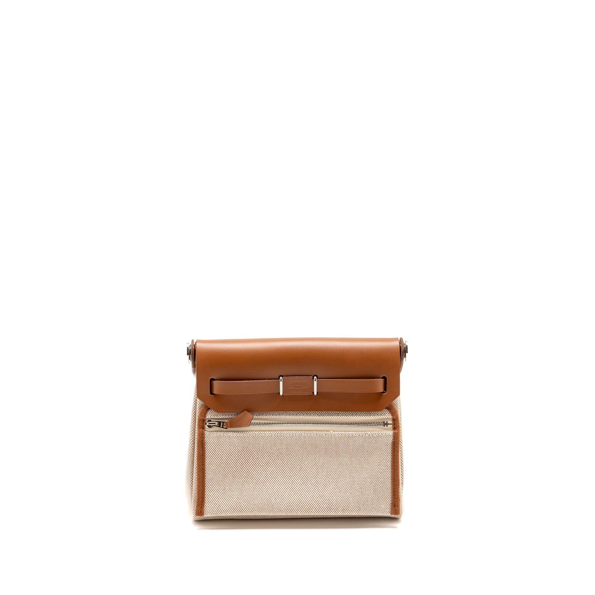 HERMES HERBAG MINI CANVAS / HUNTER LEATHER ECRU-BEIGE / FAUVE SHW