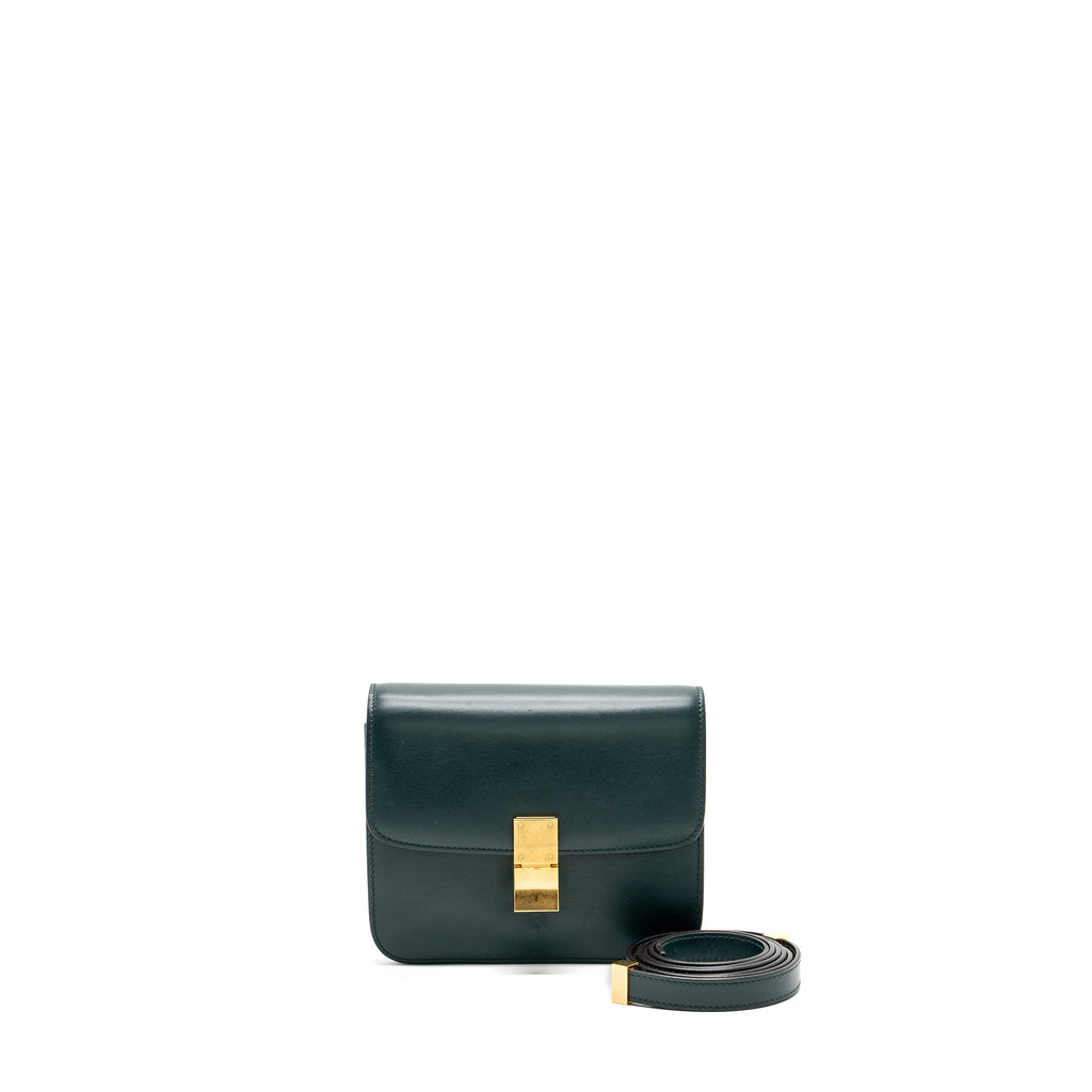 CELINE TEEN CLASSIC BOX BAG CALFSKIN DARK GREEN GHW
