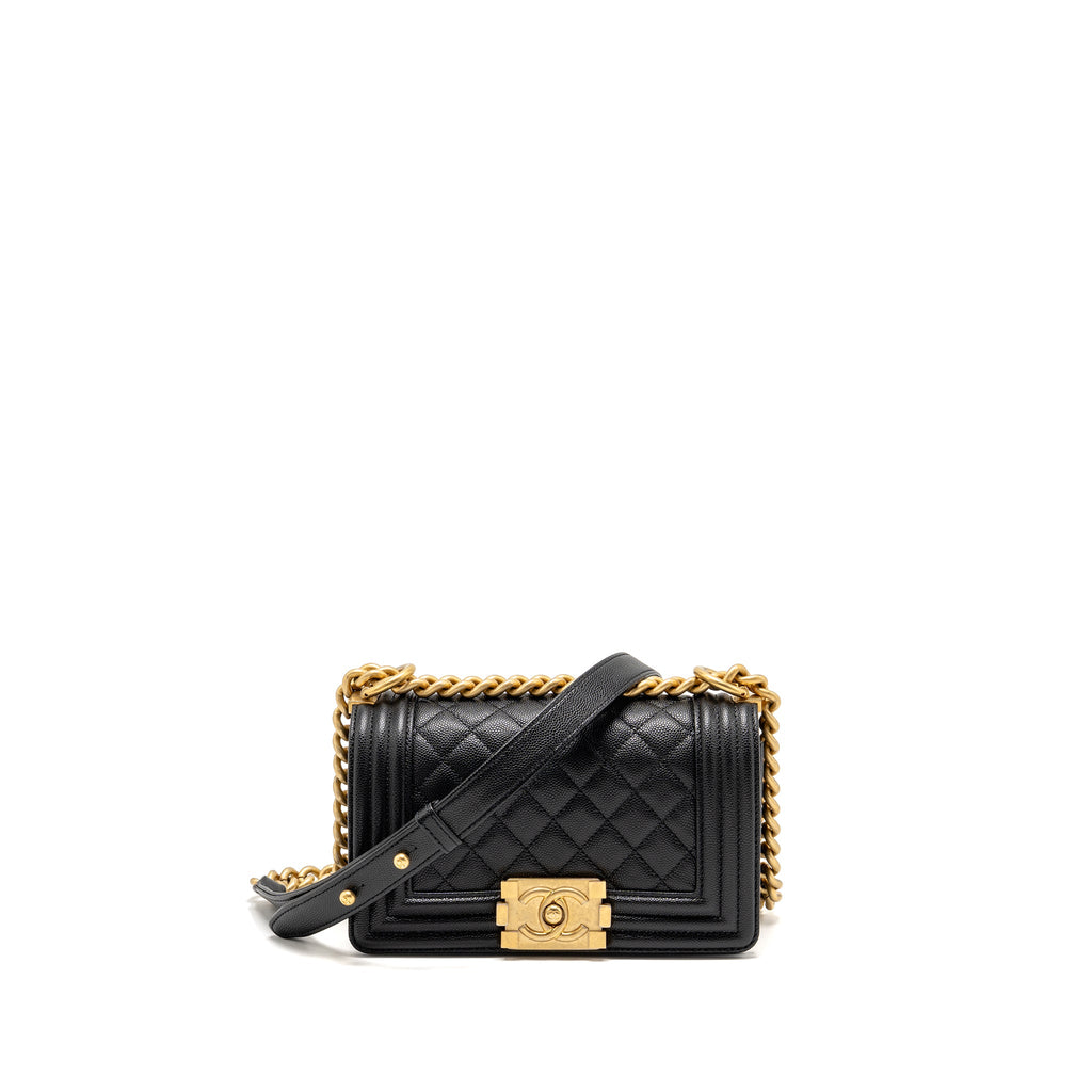 CHANEL SMALL BOY BAG CAVIAR BLACK GHW