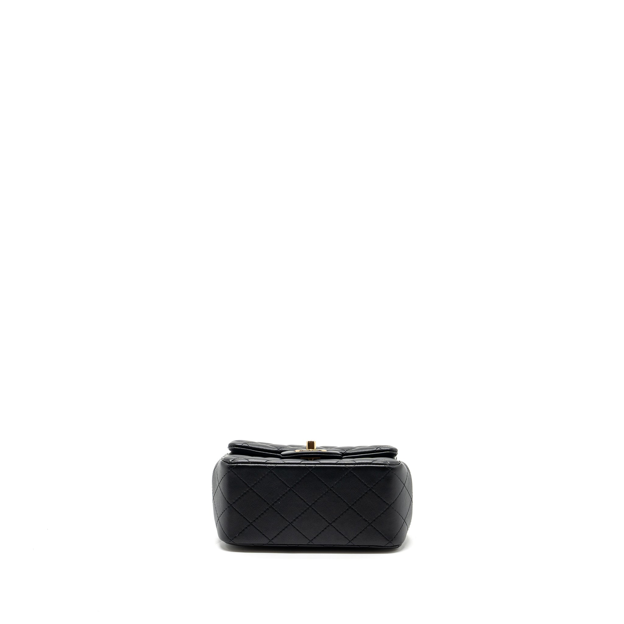CHANEL MINI SQUARE FLAP BAG LAMBSKIN BLACK GHW (MICROCHIP)