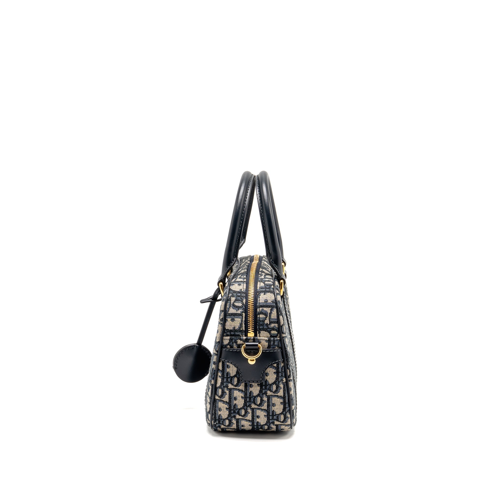 DIOR MEDIUM BOWLING BAG DIOR OBLIQUE CANVAS BLUE GHW
