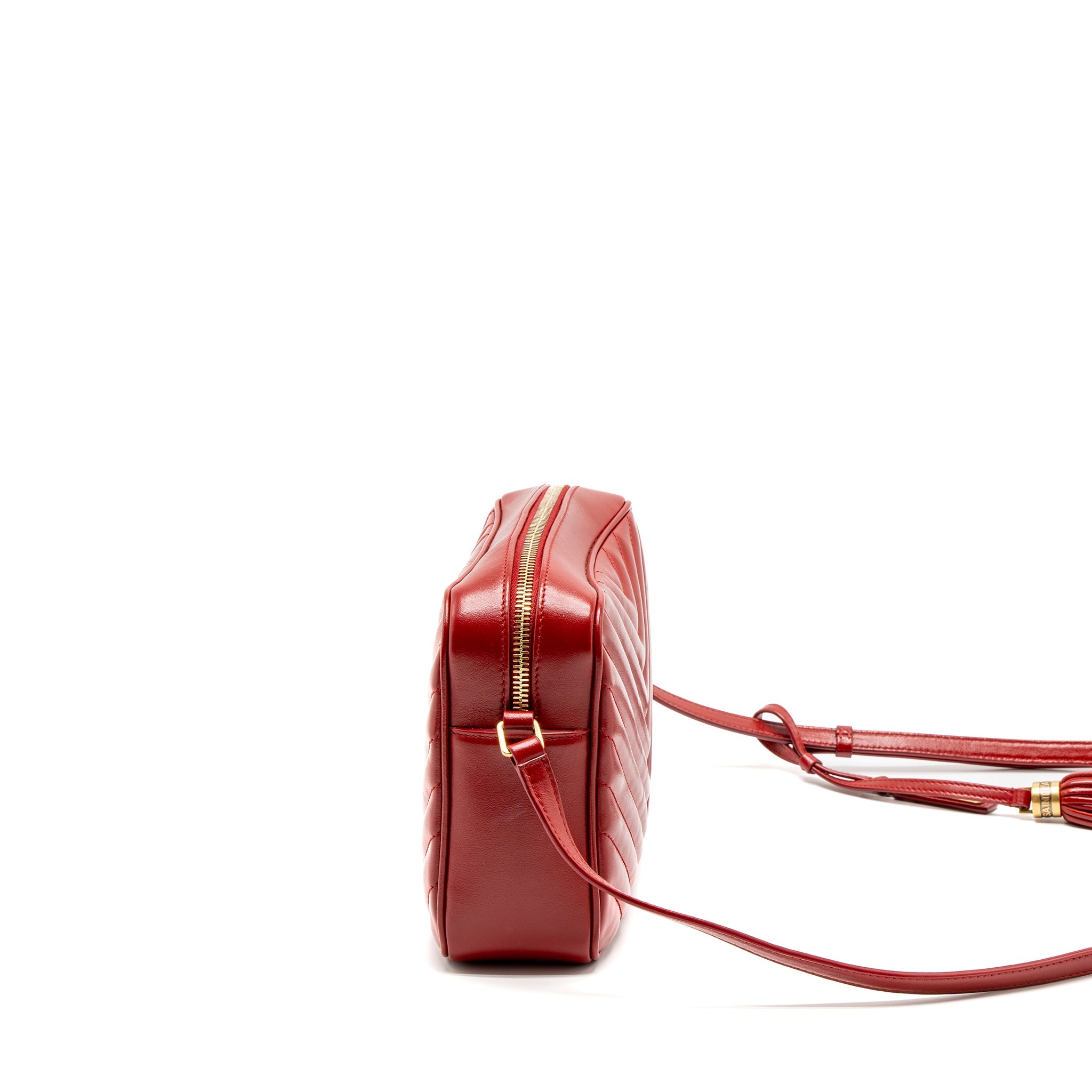 SAINT LAURENT LOU CAMERA BAG CALFSKIN RED GHW