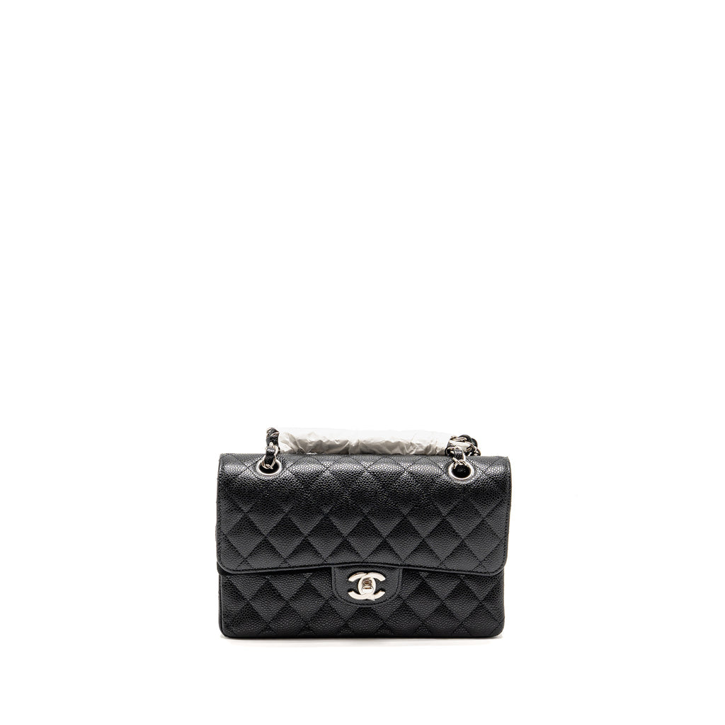 CHANEL SMALL CLASSIC DOUBLE FLAP BAG CAVIAR BLACK SHW