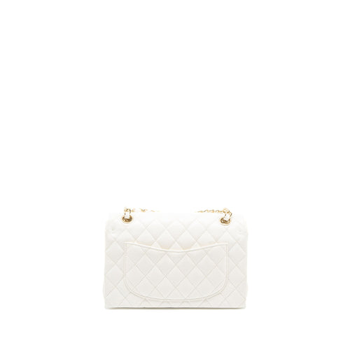CHANEL SMALL CLASSIC DOUBLE FLAP BAG CAVIAR WHITE LGHW (MICROCHIP)