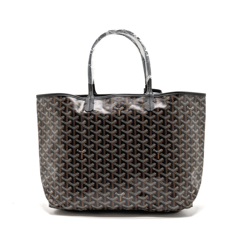 GOYARD SAINT LOUIS PM TOTE BAG GOYARDLINE CANVAS BLACK SHW