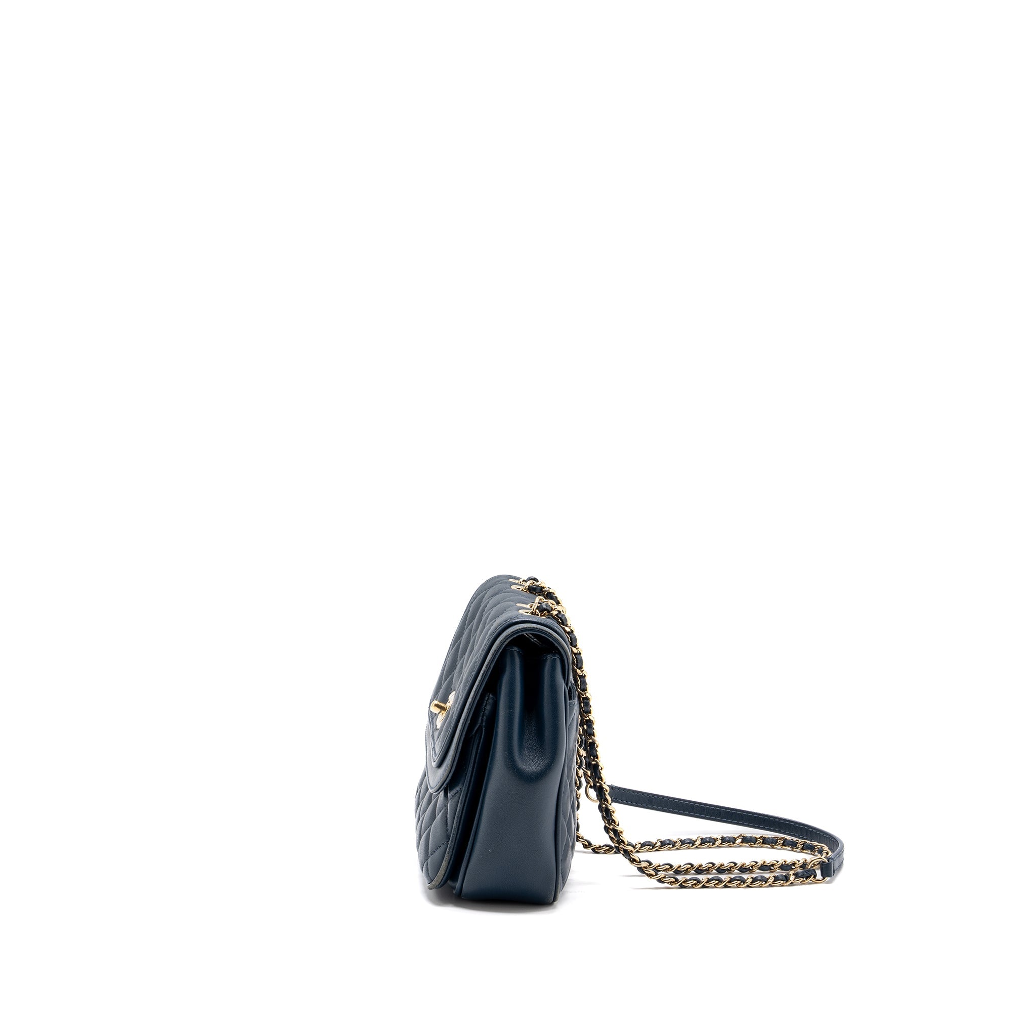 CHANEL QUILTED FLAP CROSSBODY BAG LAMBSKIN DARK BLUE LGHW