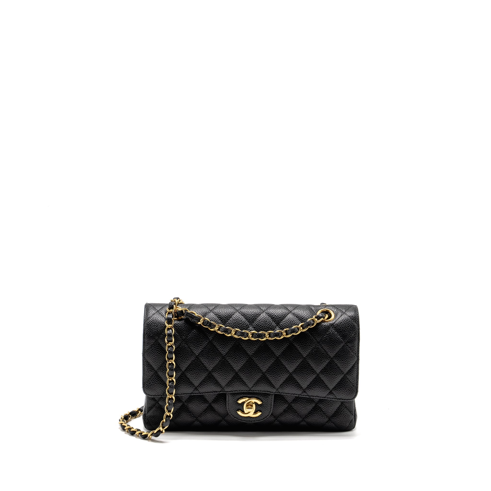 CHANEL MEDIUM CLASSIC DOUBLE  FLAP BAG CAVIAR BLACK GHW