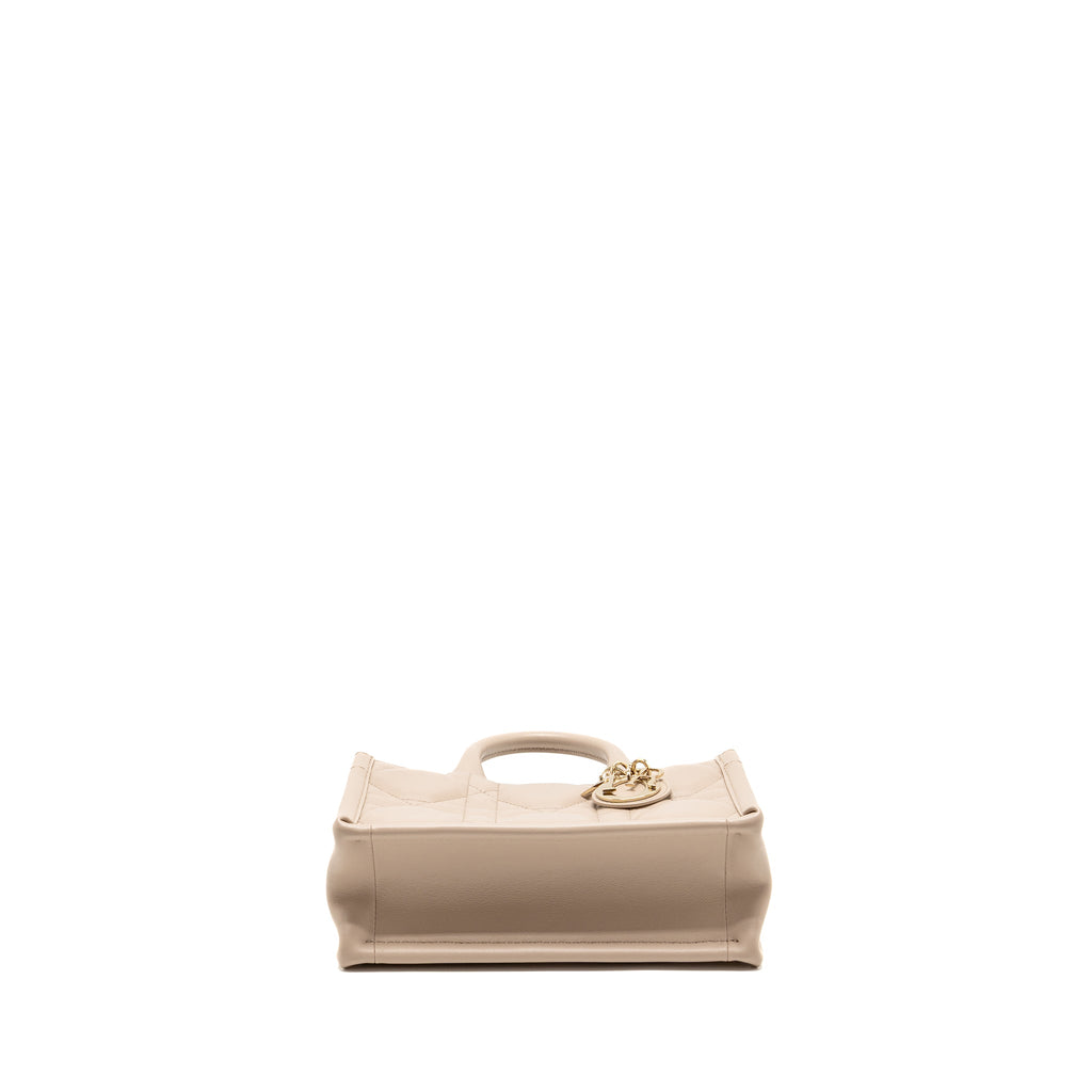 DIOR DIORAMOUR MINI DIOR BOOK TOTE MACROCANNAGE CALFSKIN POWDER BEIGE LGHW