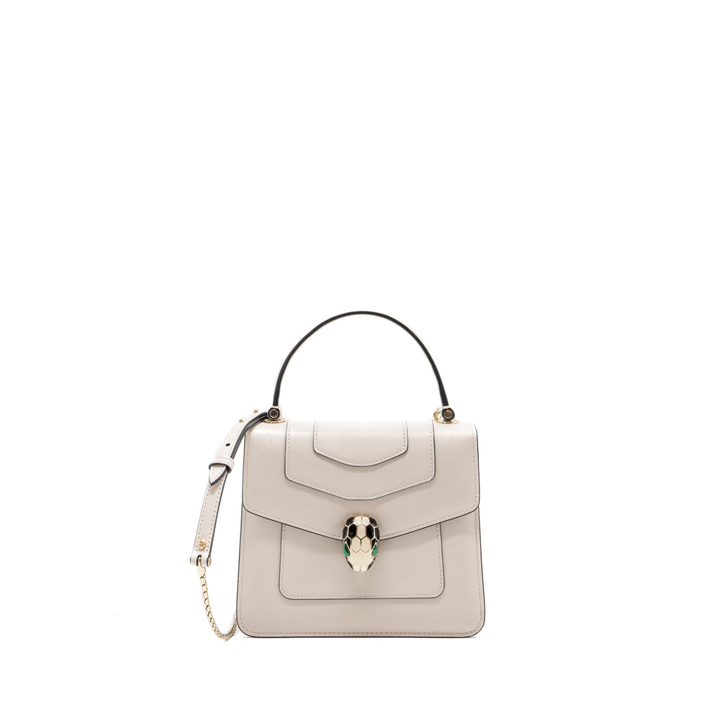 BVLGARI TOP HANDLE SERPENTI BAG CALFSKIN WHITE LGHW