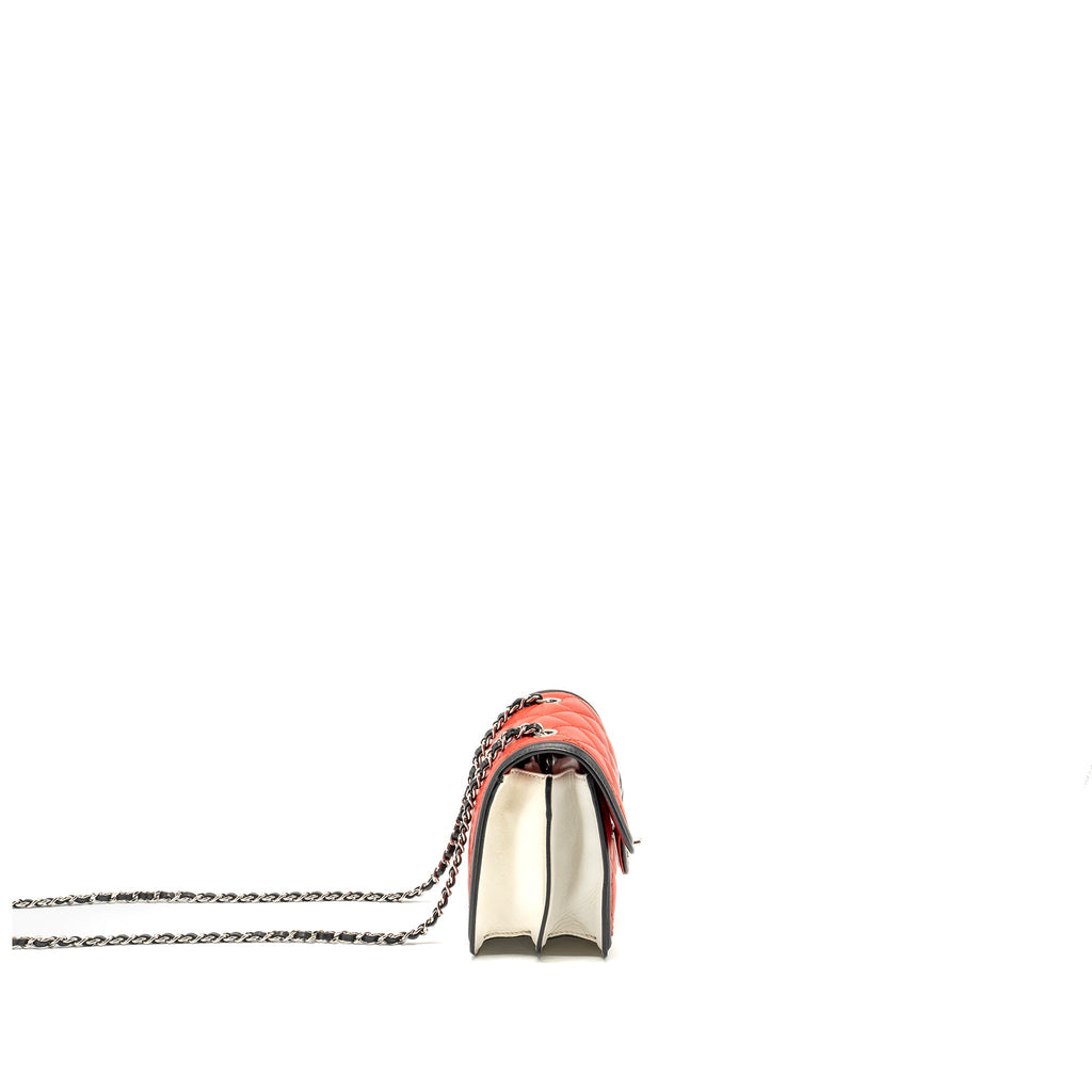 CHANEL TRICOLOR MINI GRAPHIC FLAP BAG LAMBSKIN RED/BLACK/WHITE SHW