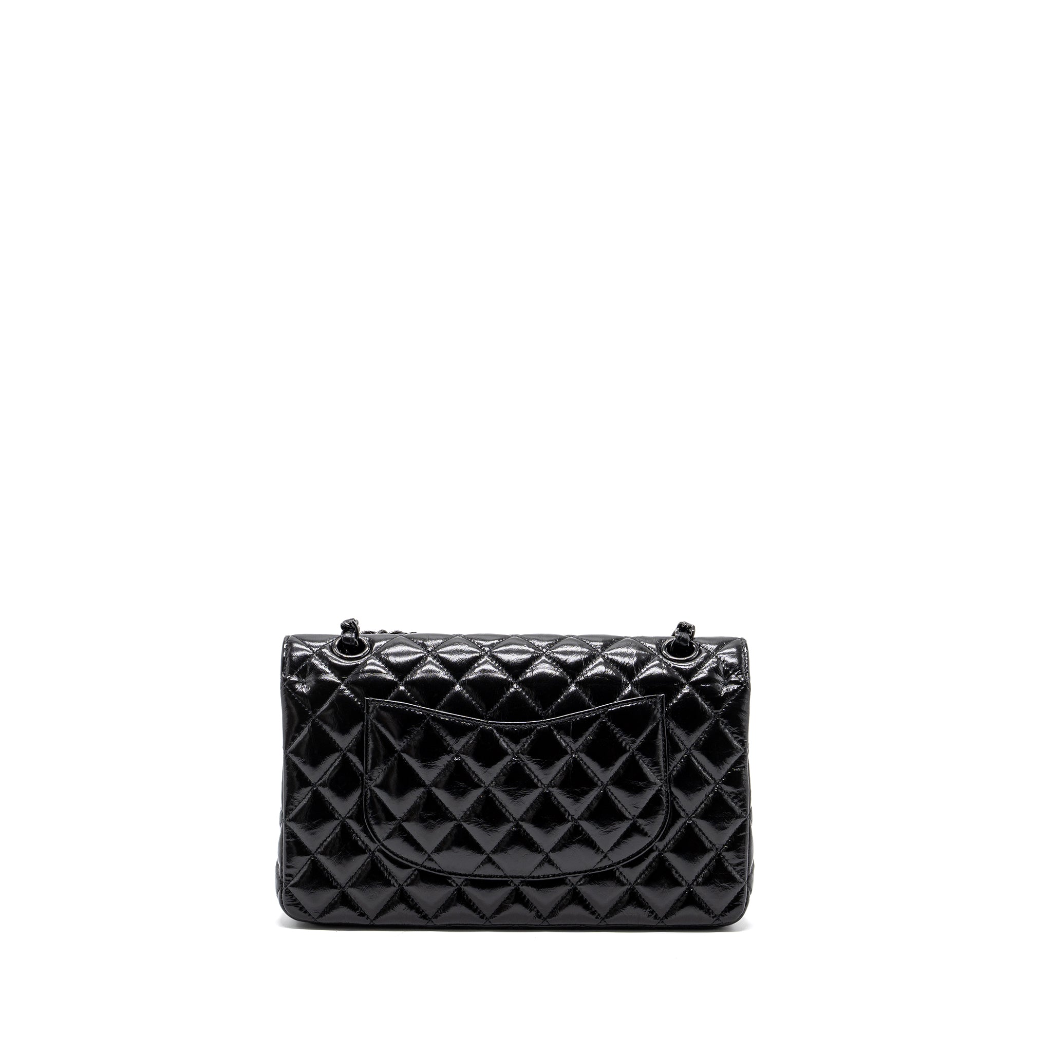 CHANEL MEDIUM CLASSIC DOUBLE FLAP BAG SHINY CALFSKIN SO BLACK