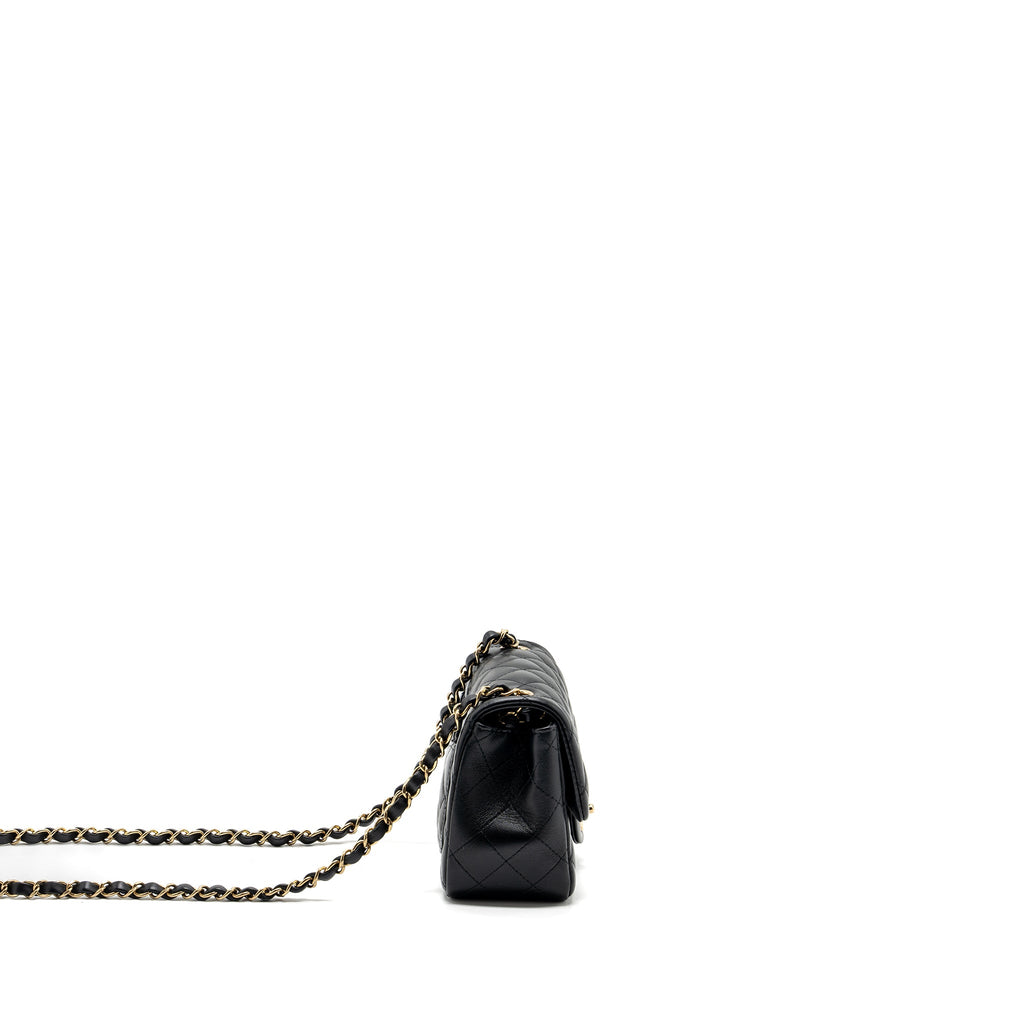 CHANEL MINI SQUARE FLAP BAG LAMBSKIN BLACK GHW (MICROCHIP)