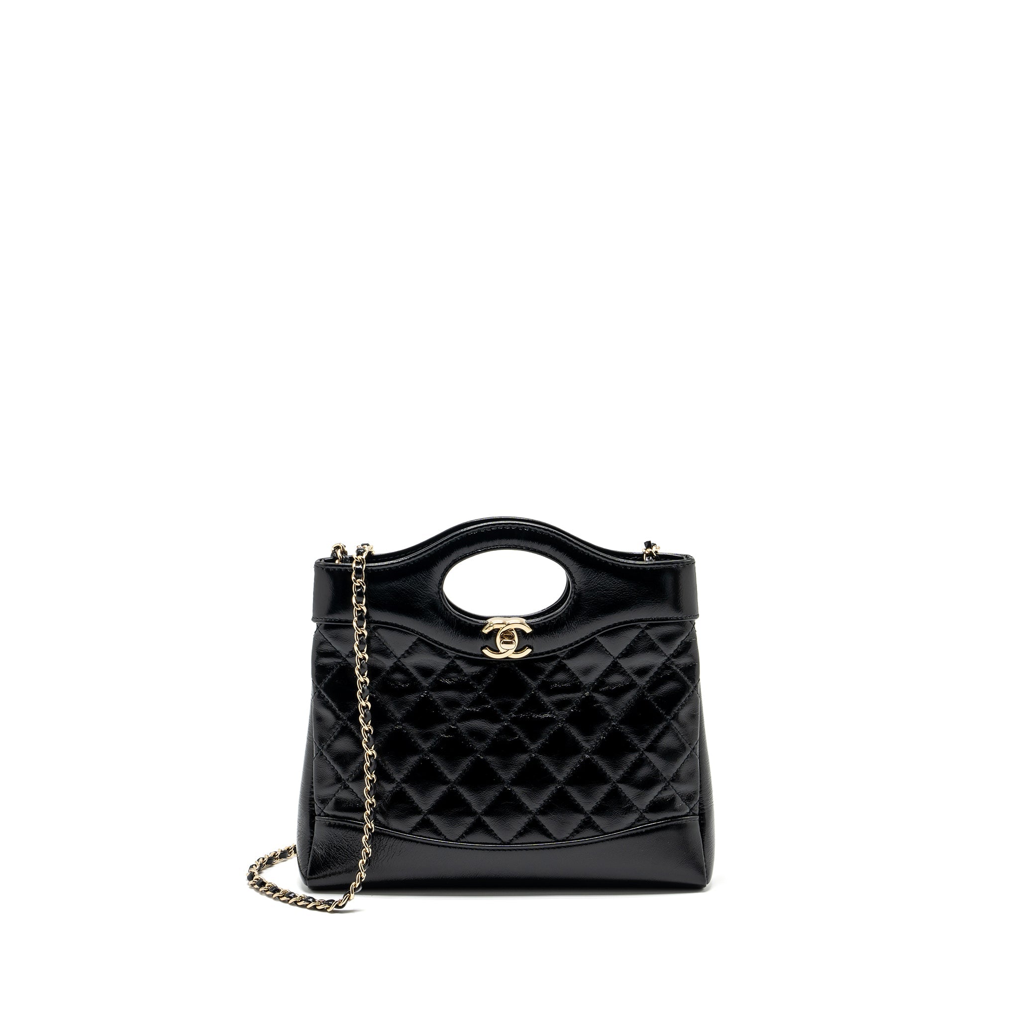 CHANEL MINI 31 BAG SHINY CALFSKIN BLACK LGHW (MICROCHIP)