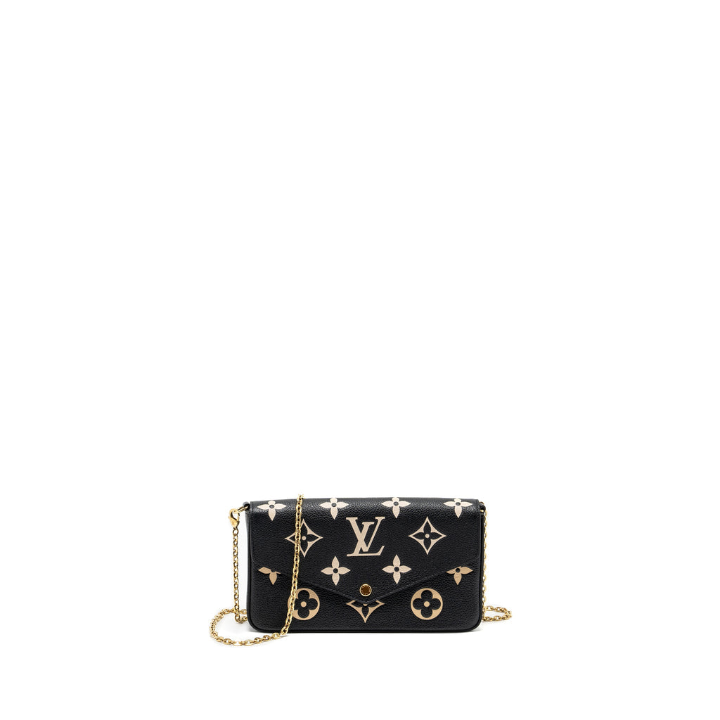 LOUIS VUITTON FELICIE POCHETTE MONOGRAM EMPREINTE LEATHER BLACK/BEIGE GHW