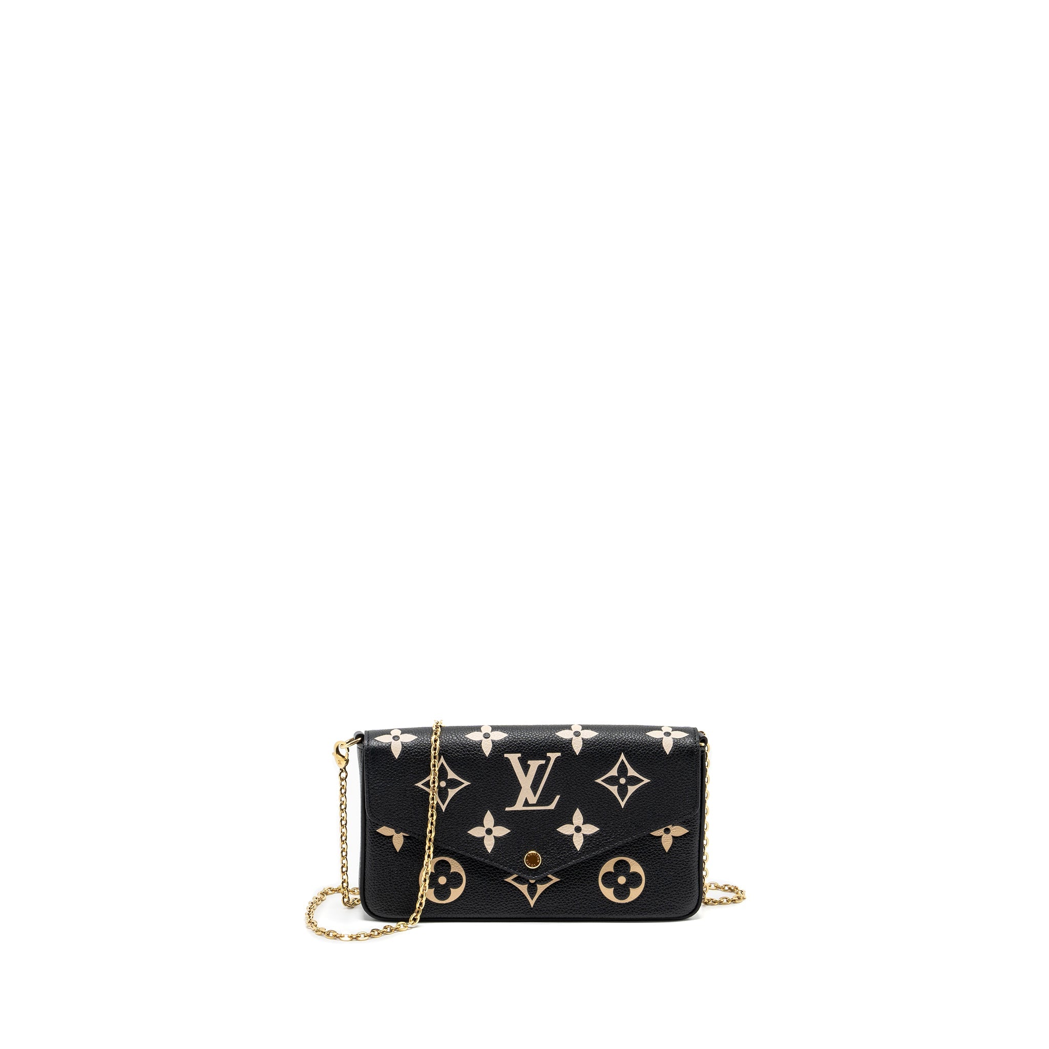 LOUIS VUITTON FELICIE POCHETTE MONOGRAM EMPREINTE LEATHER BLACK/BEIGE GHW