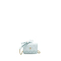 CHANEL MINI FLAP BAG RIBBON CHAINS LAMBSKIN LIGHT BLUE LGHW