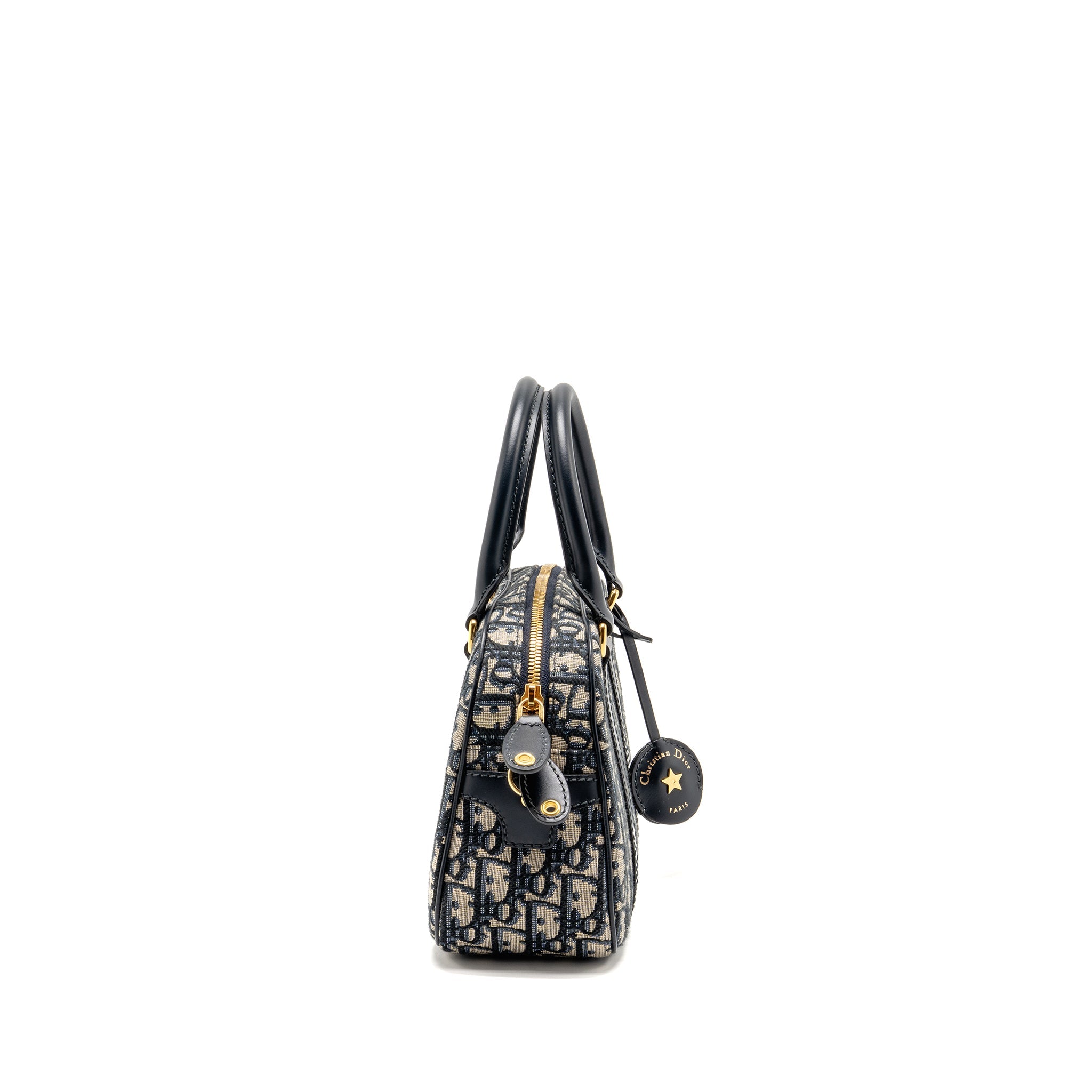 DIOR MEDIUM BOWLING BAG DIOR OBLIQUE CANVAS BLUE GHW