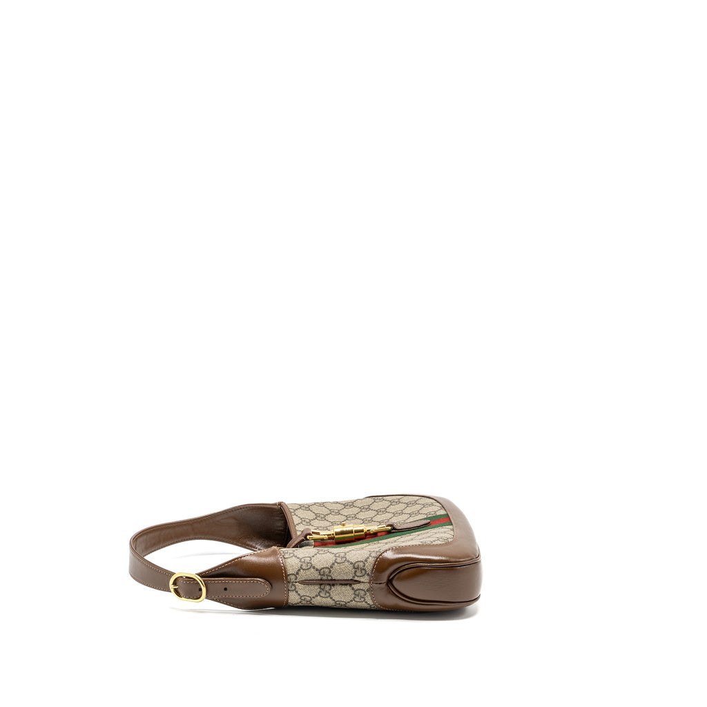 GUCCI JACKIE 1961 SMALL SHOULDER BAG GG SUPREME CANVAS /CALFSKIN BROWN/MULTICOLOUR GHW
