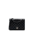 CHANEL QUILTED FLAP BAG CALFSKIN BLACK RUTHENIUM HARDWARE