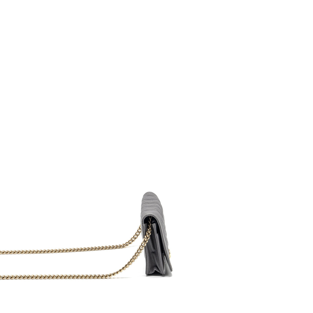 CHANEL BOY WALLET ON CHAIN CAVIAR GREY LGHW