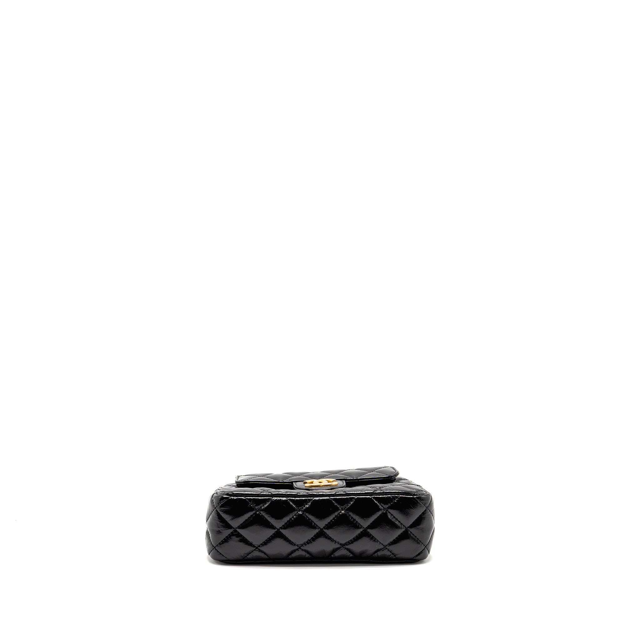 CHANEL 23P HOBO BAG SHINY CALFSKIN BLACK BRUSHED GHW(MICROCHIP)