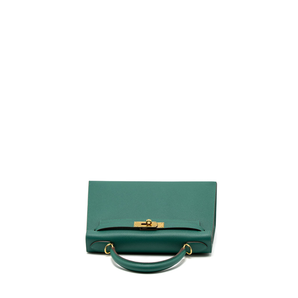 HERMES KELLY 28 SPECIAL ORDER EPSOM MALACHITE/GRIS ASPHALTE GHW