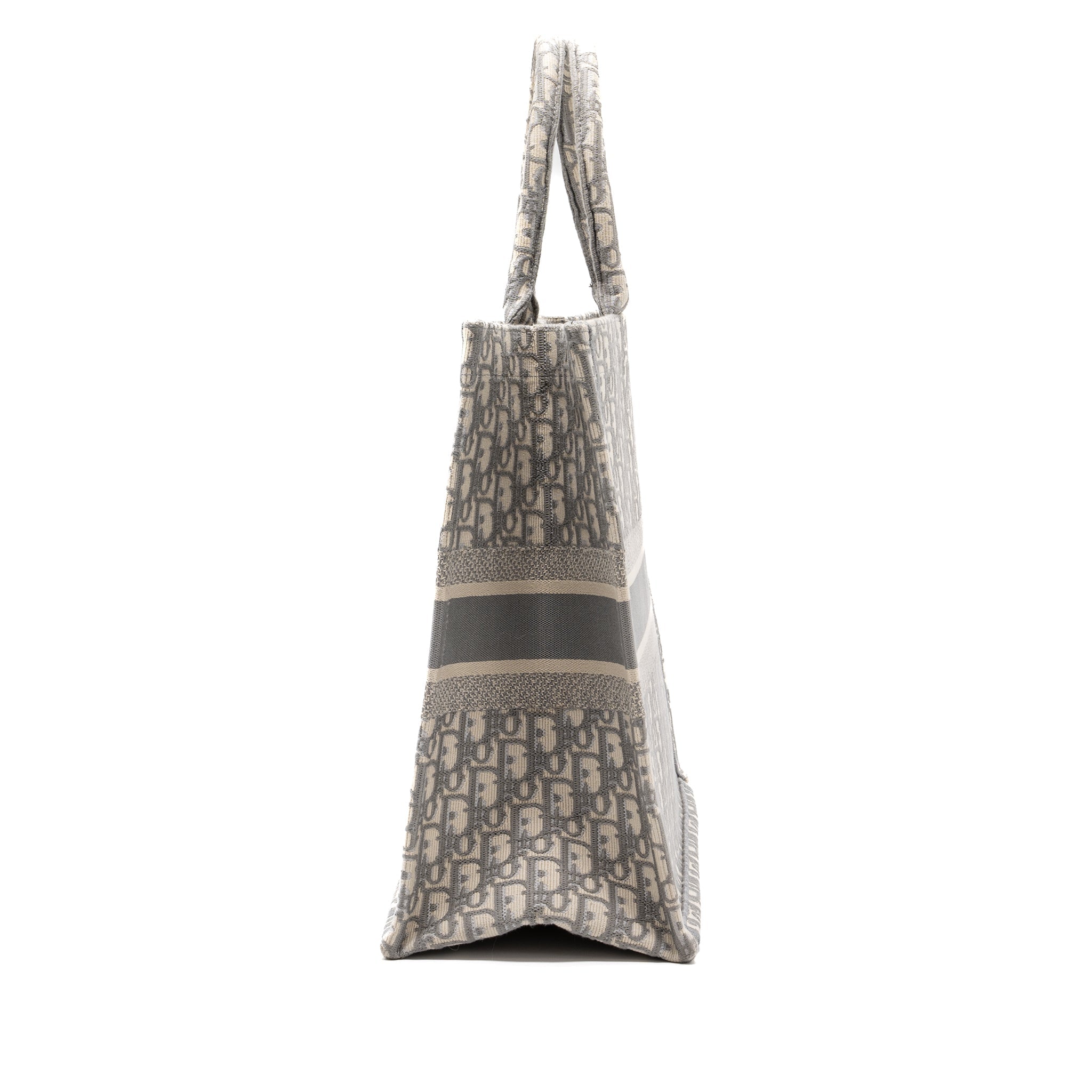 DIOR LARGE BOOK TOTE DIOR OBLIQUE EMBROIDERY ECRU/ GREY