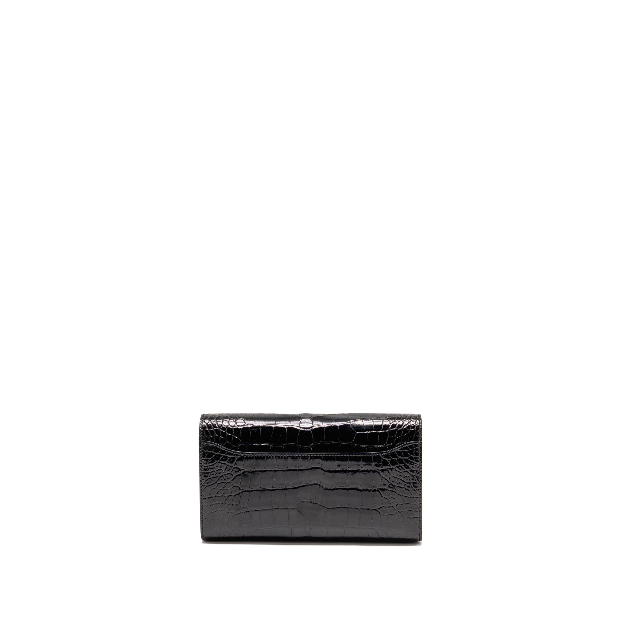 HERMES CONSTANCE TO GO ALLIGATOR MISSISSIPPIENSIS BLACK WITH BLACK HARDWARE