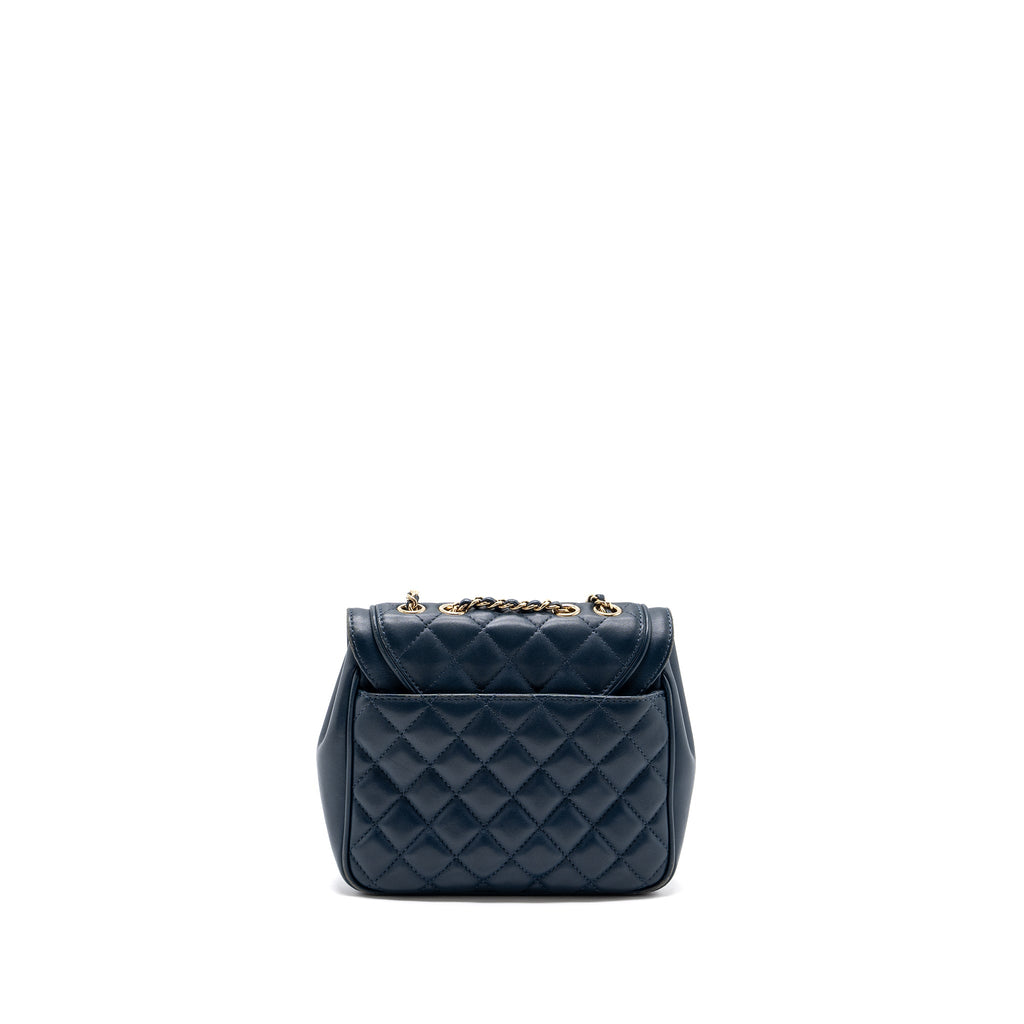 CHANEL QUILTED FLAP CROSSBODY BAG LAMBSKIN DARK BLUE LGHW