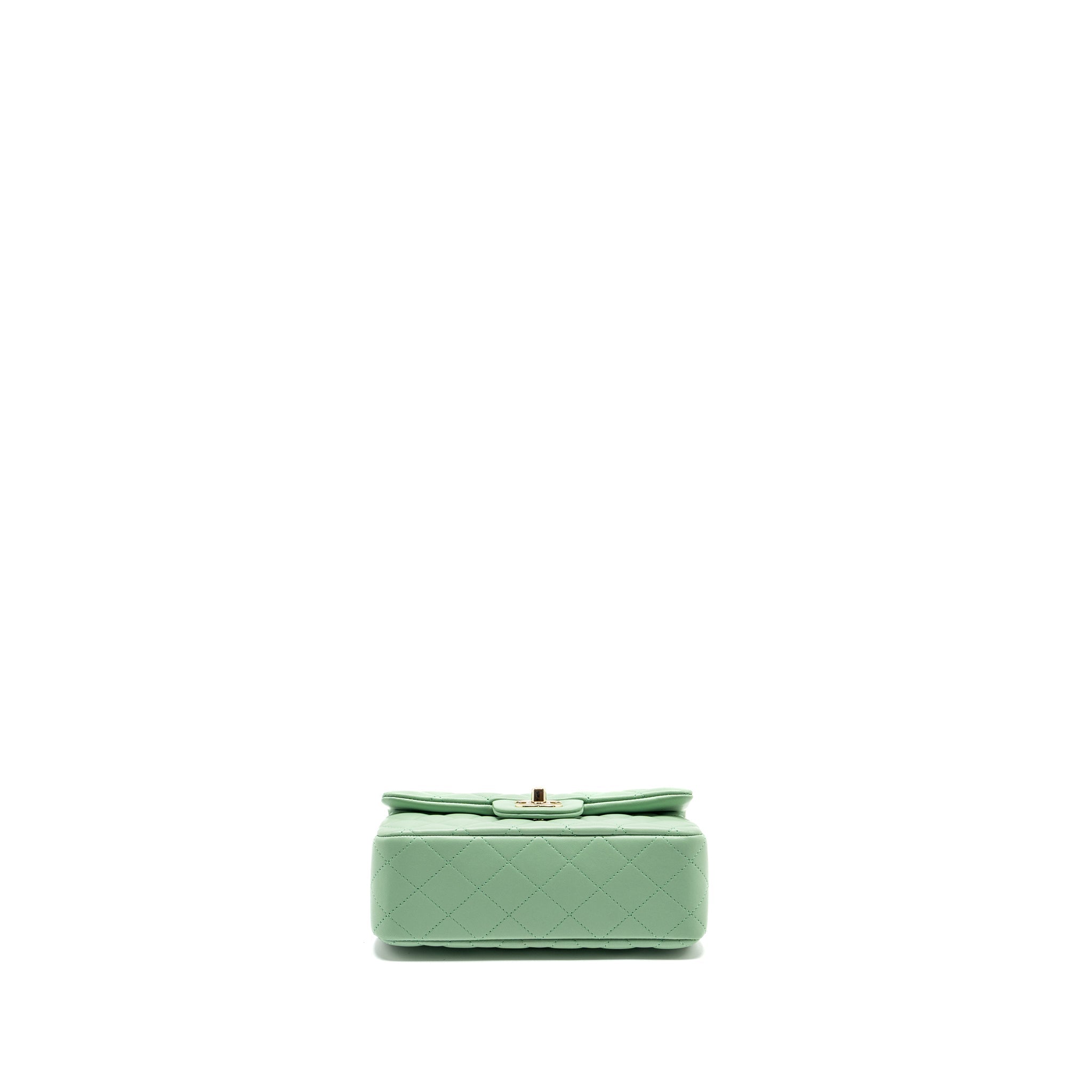 CHANEL TOP HANDLE MINI RECTANGULAR FLAP BAG LAMBSKIN LIGHT GREEN LGHW (MICROCHIP)