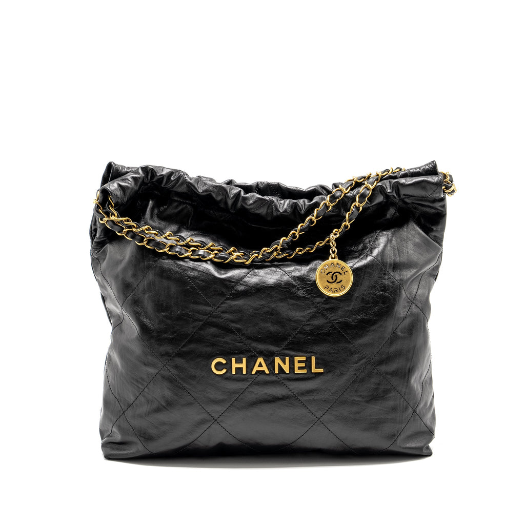 CHANEL 23A MEDIUM 22 BAG CALFSKIN BLACK GHW (MICROCHIP)