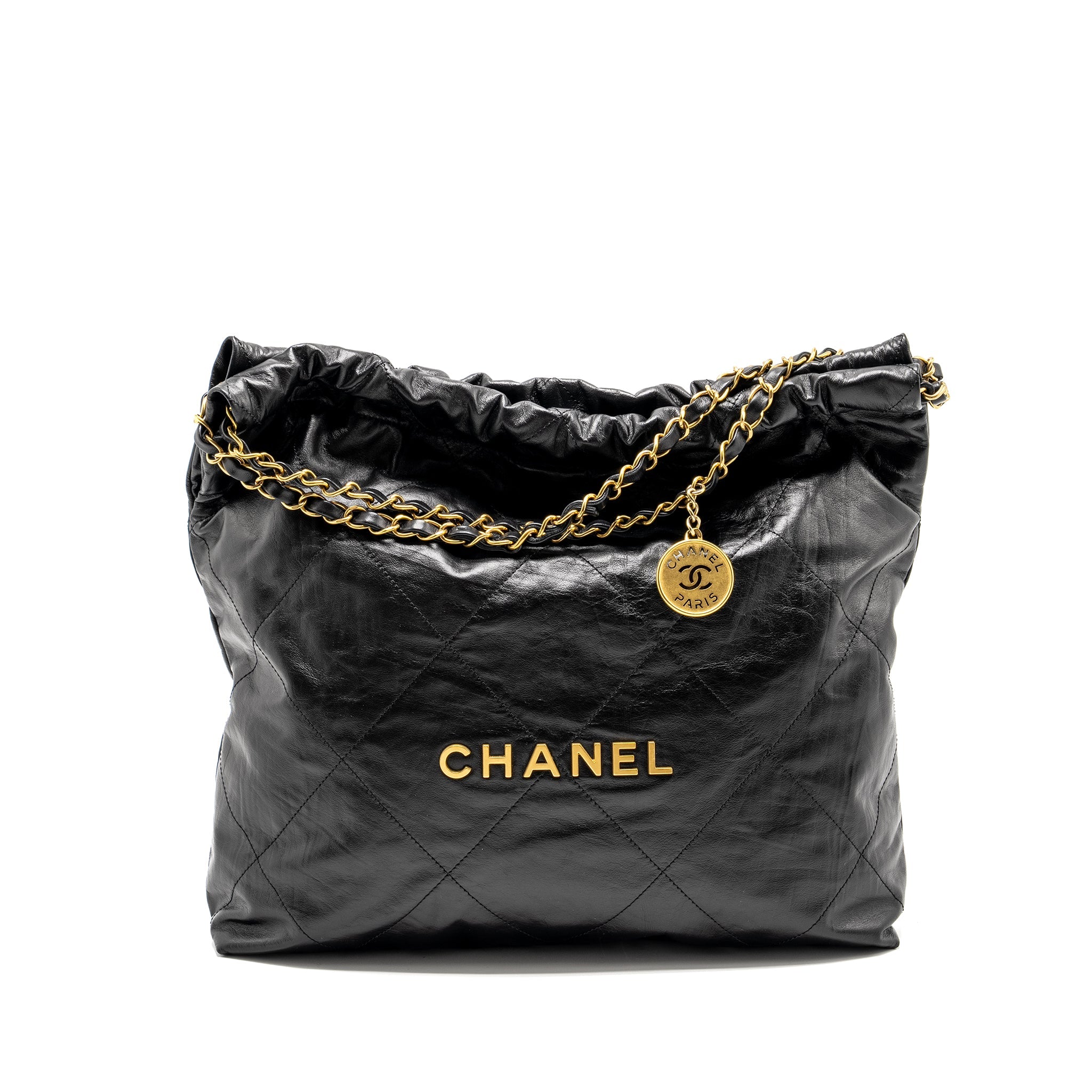 CHANEL 23A MEDIUM 22 BAG CALFSKIN BLACK GHW (MICROCHIP)