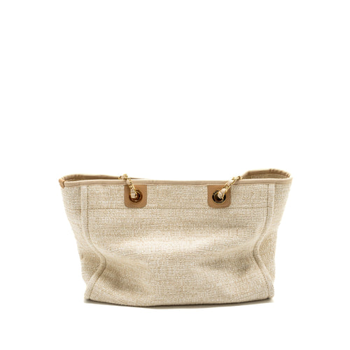 CHANEL DEAUVILLE BAG CANVAS/ LEATHER LIGHT BEIGE GHW
