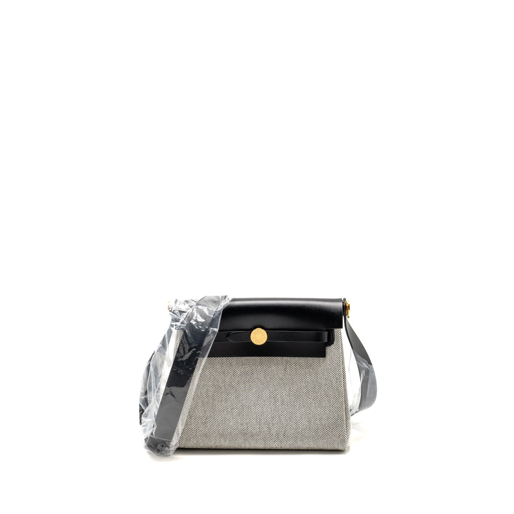 HERMES HERBAG MINI CANVAS/COWHIDE BLACK/ ECRU GHW