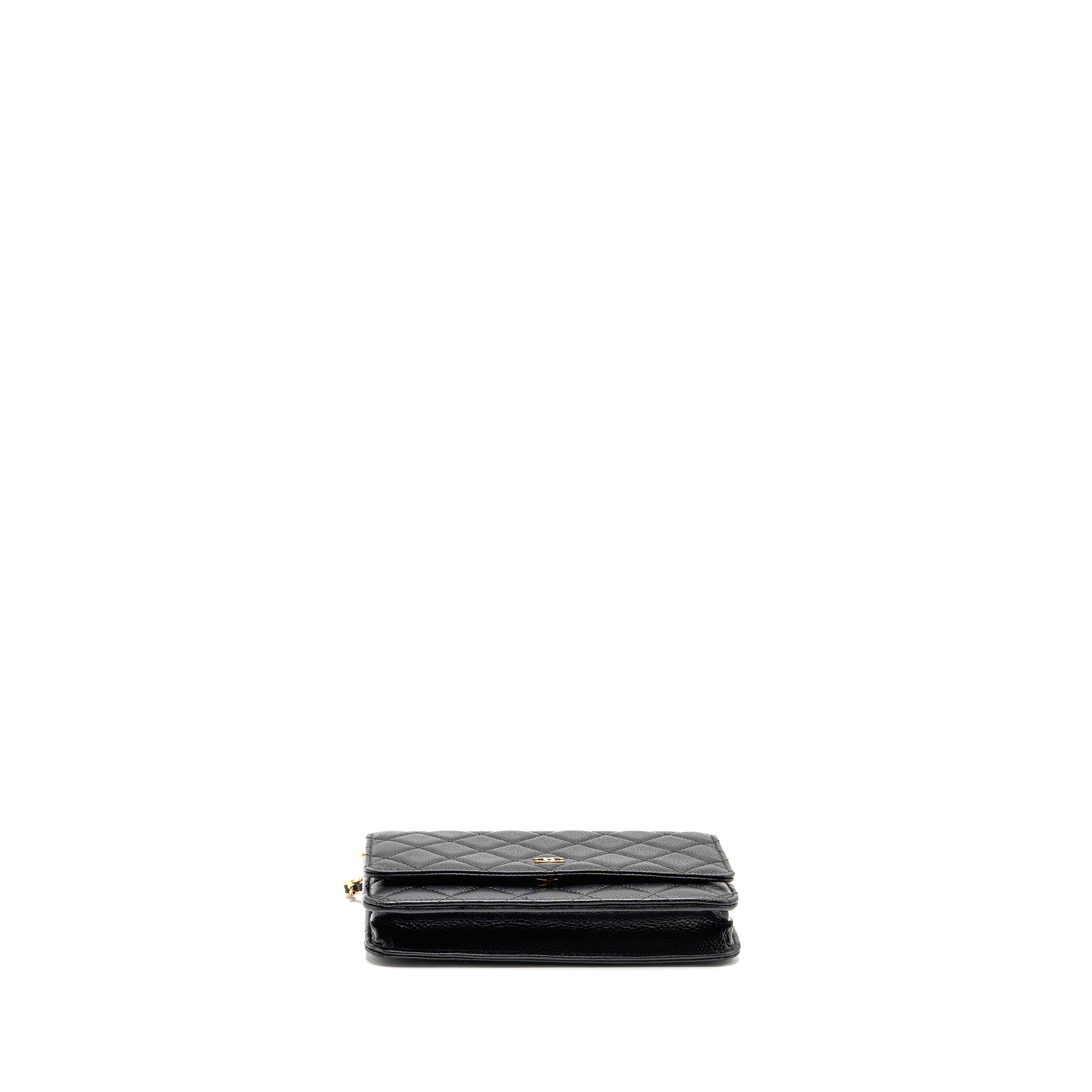 CHANEL CLASSIC WALLET ON CHAIN CAVIAR BLACK GHW (MICROCHIP)