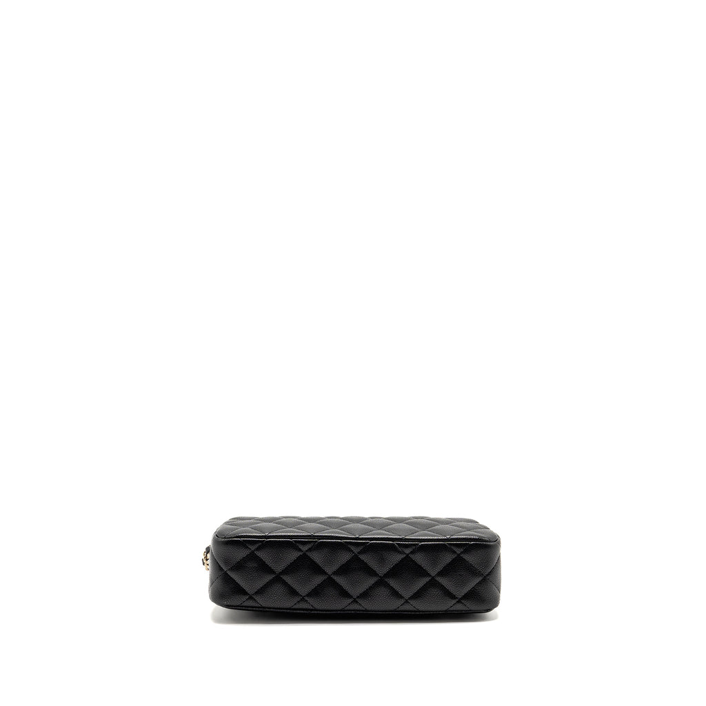 CHANEL CLUTCH BAG WITH CHAIN CAVIAR BLACK LGHW (MICROCHIP)