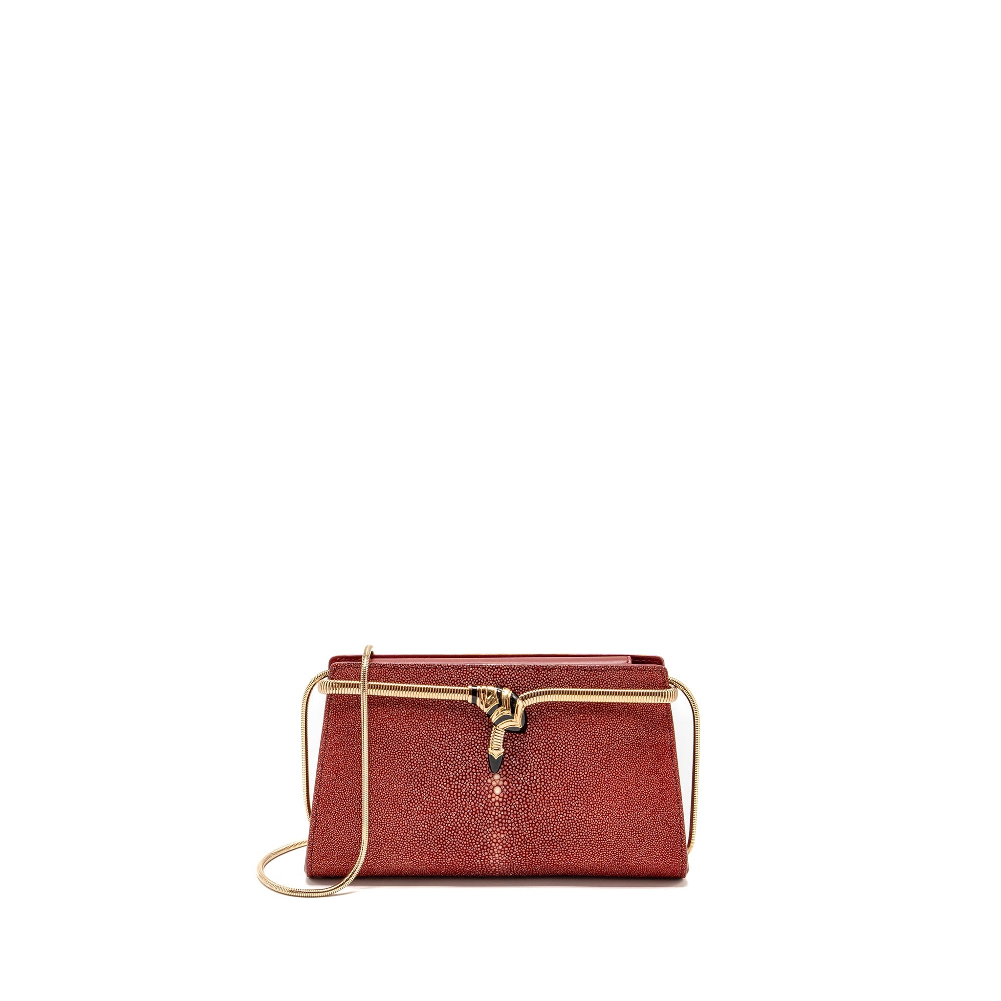BVLGARI SERPENTI CLUTCH BAG GALUCHAT LEATHER RED RGHW
