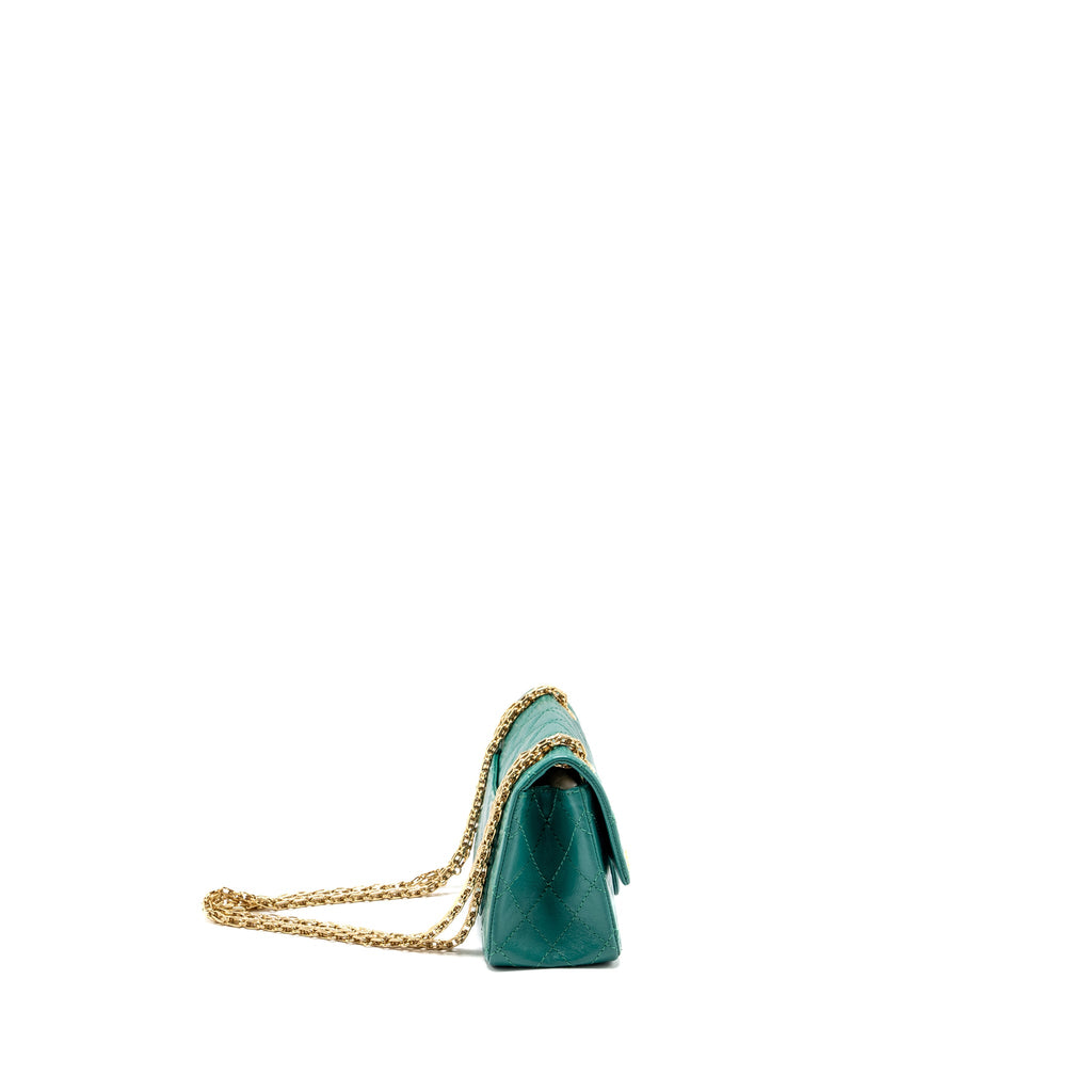 CHANEL MINI 2.55 REISSUE FLAP BAG CALFSKIN GREEN GHW