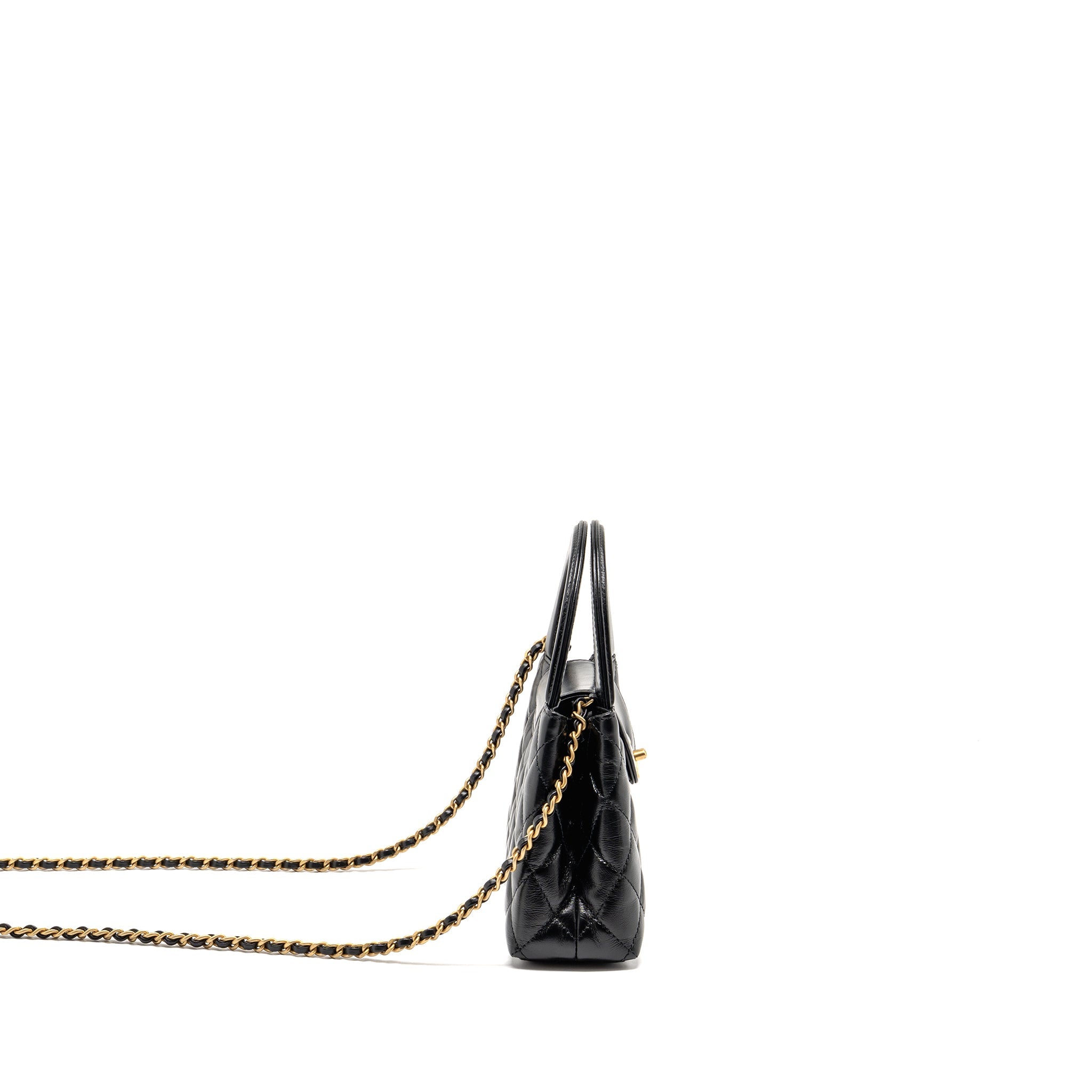 CHANEL MINI KELLY SHOPPING TOTE BAG CALFSKIN BLACK GHW (MICROCHIP)