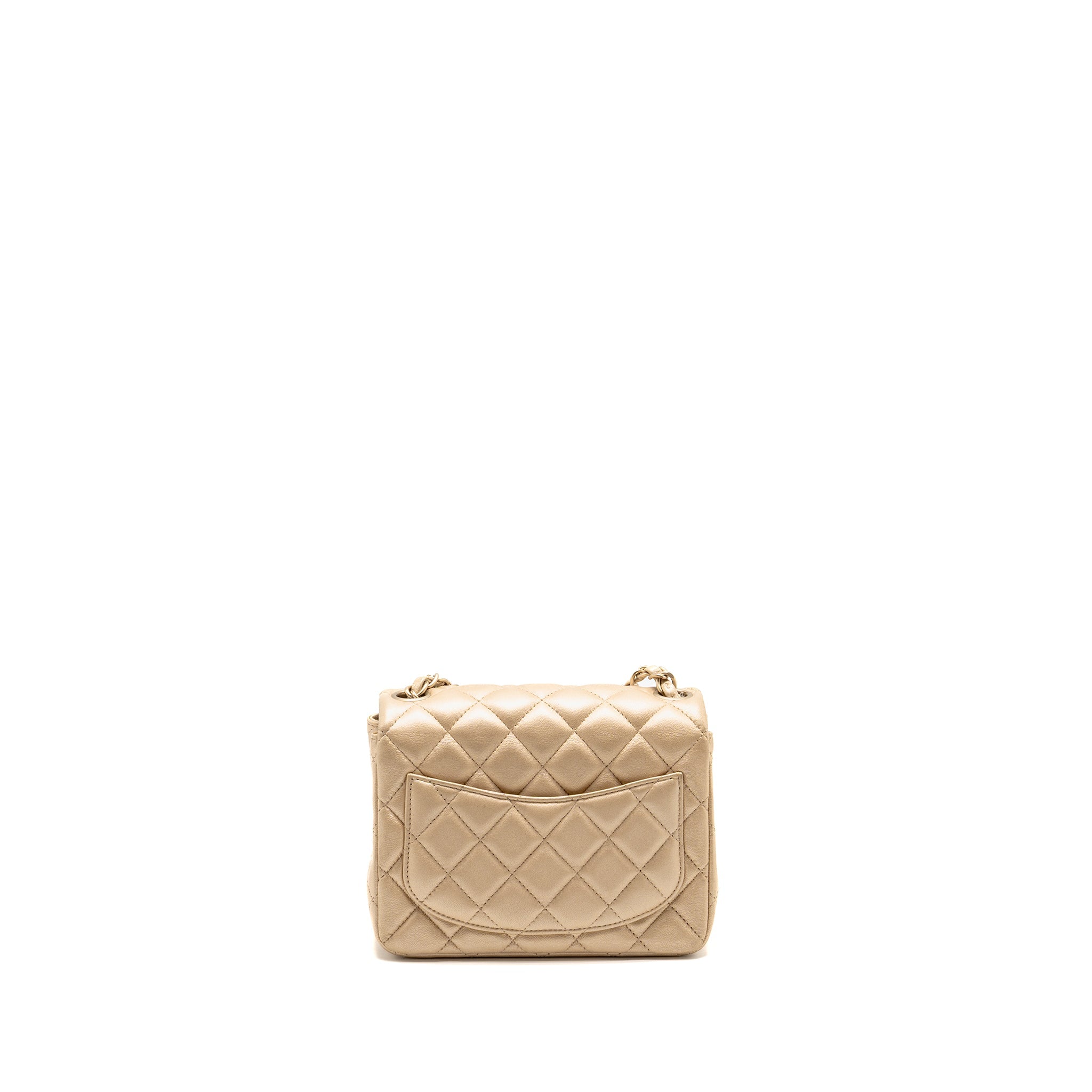 CHANEL MINI SQUARE FLAP BAG LAMBSKIN GOLD GHW