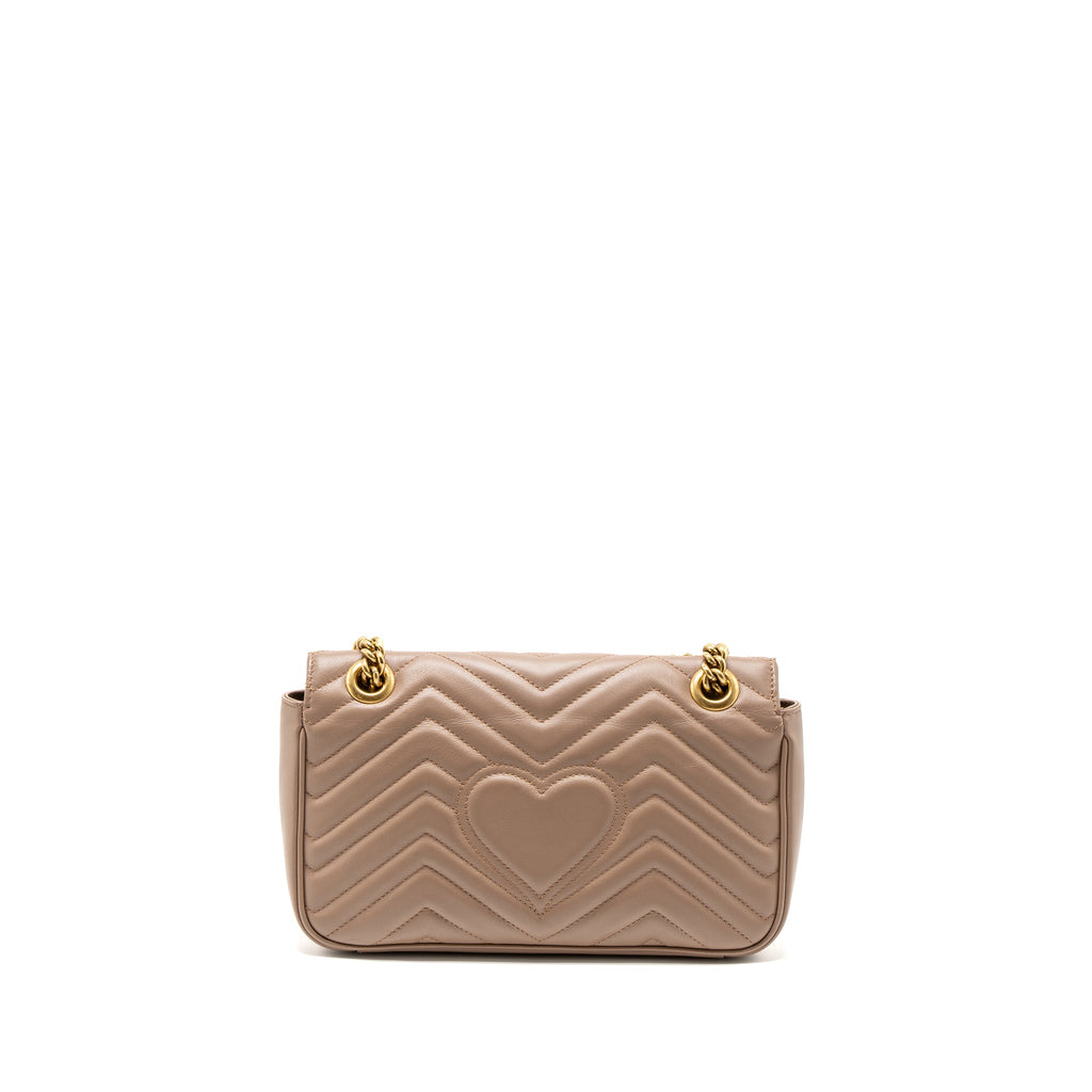 GUCCI SMALL GG MARMONT BAG CALFSKIN BEIGE BRUSHED GHW