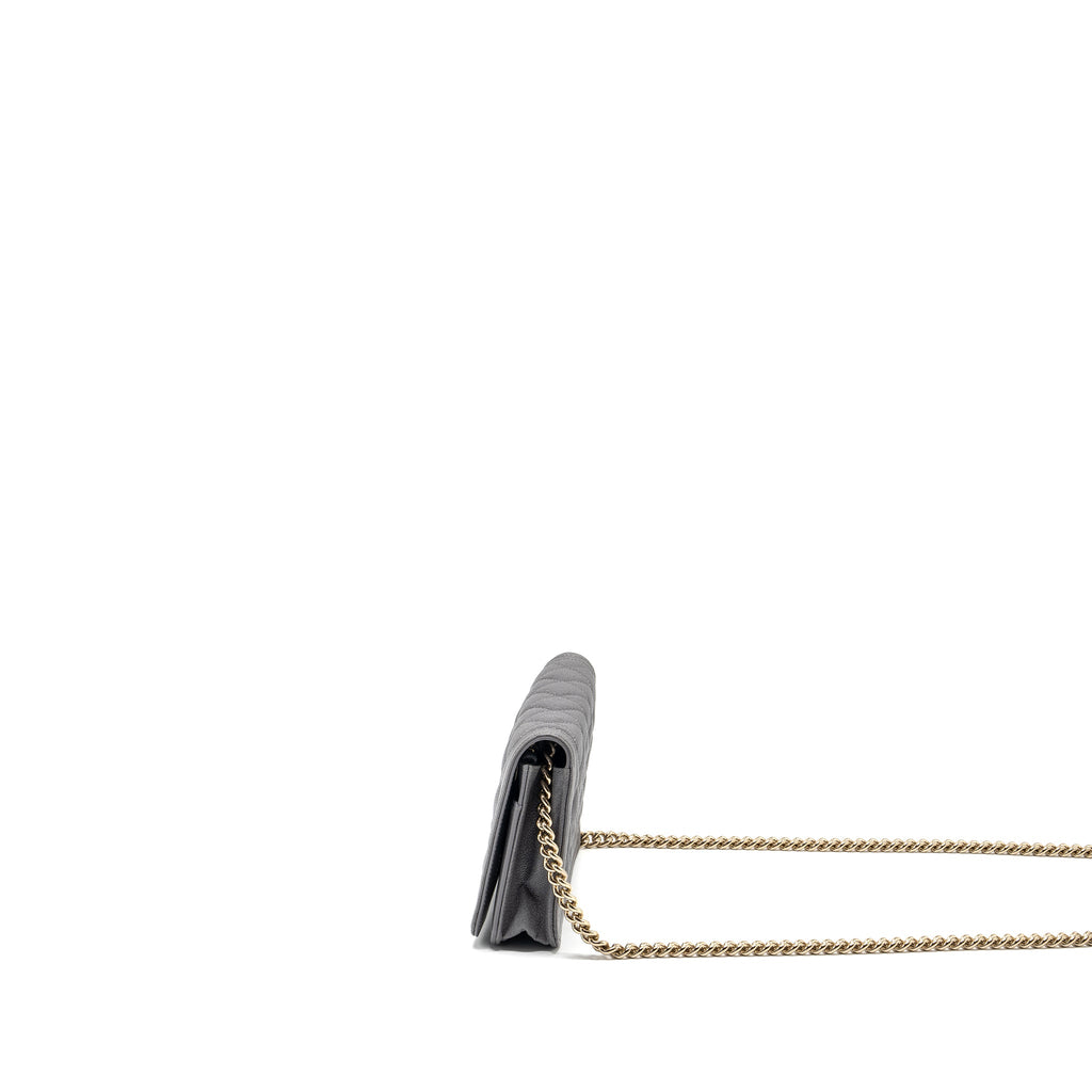 CHANEL BOY WALLET ON CHAIN CAVIAR GREY LGHW
