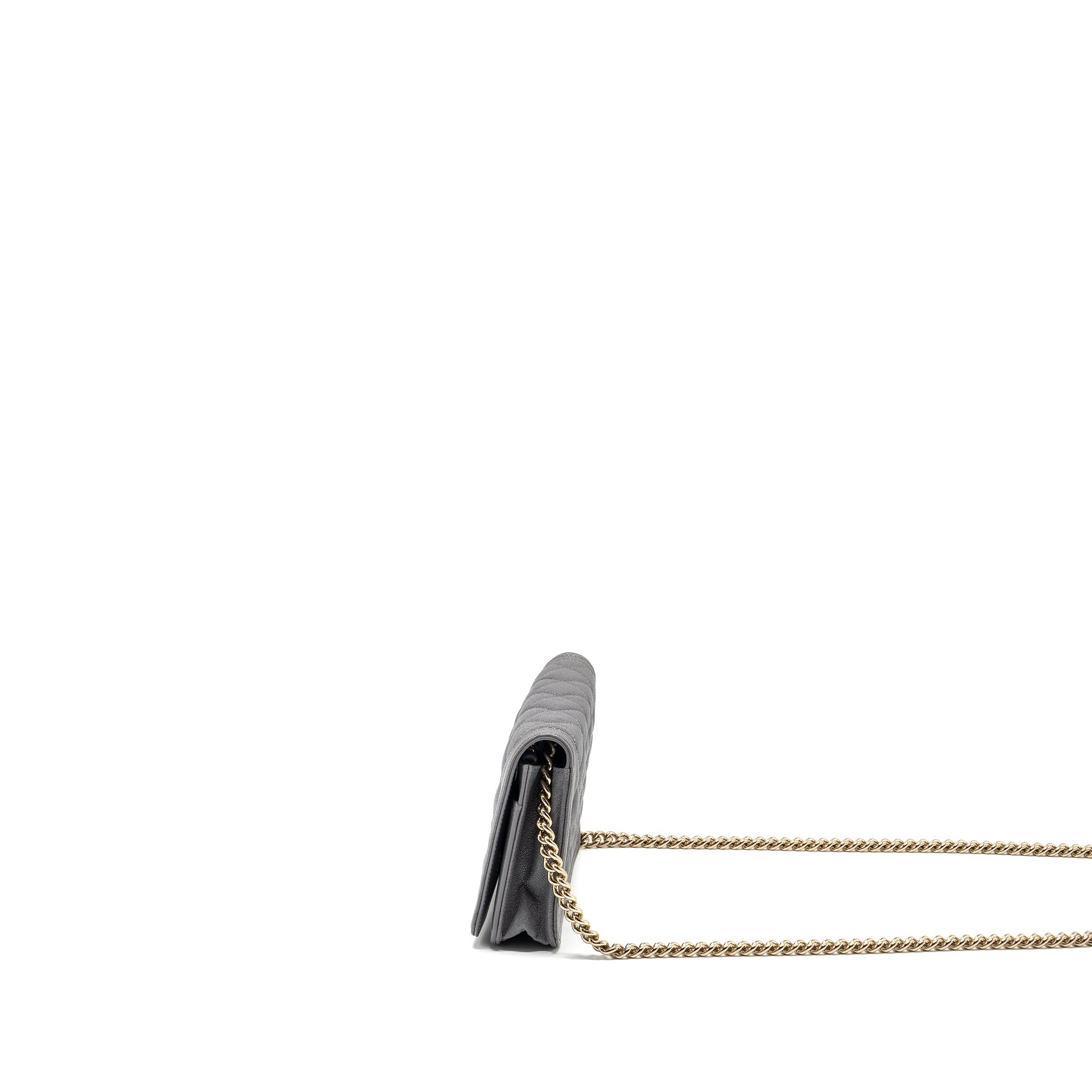 CHANEL BOY WALLET ON CHAIN CAVIAR GREY LGHW