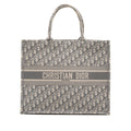 DIOR LARGE BOOK TOTE DIOR OBLIQUE EMBROIDERY ECRU/ GREY