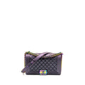 CHANEL MEDIUM BOY BAG GOATSKIN IRIDESCENT PURPLE MULTICOLOUR HARDWARE
