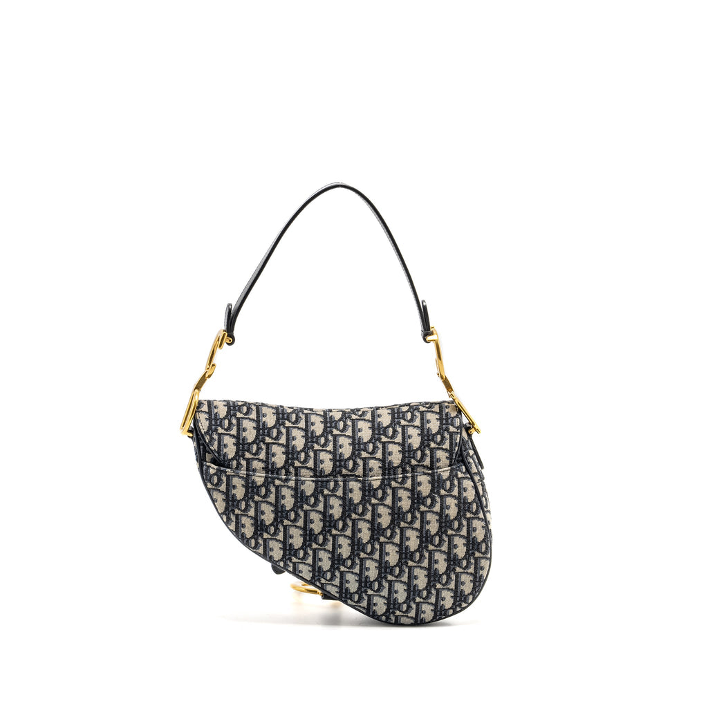 DIOR MEDIUM SADDLE BAG BLUE OBLIQUE CANVAS GHW