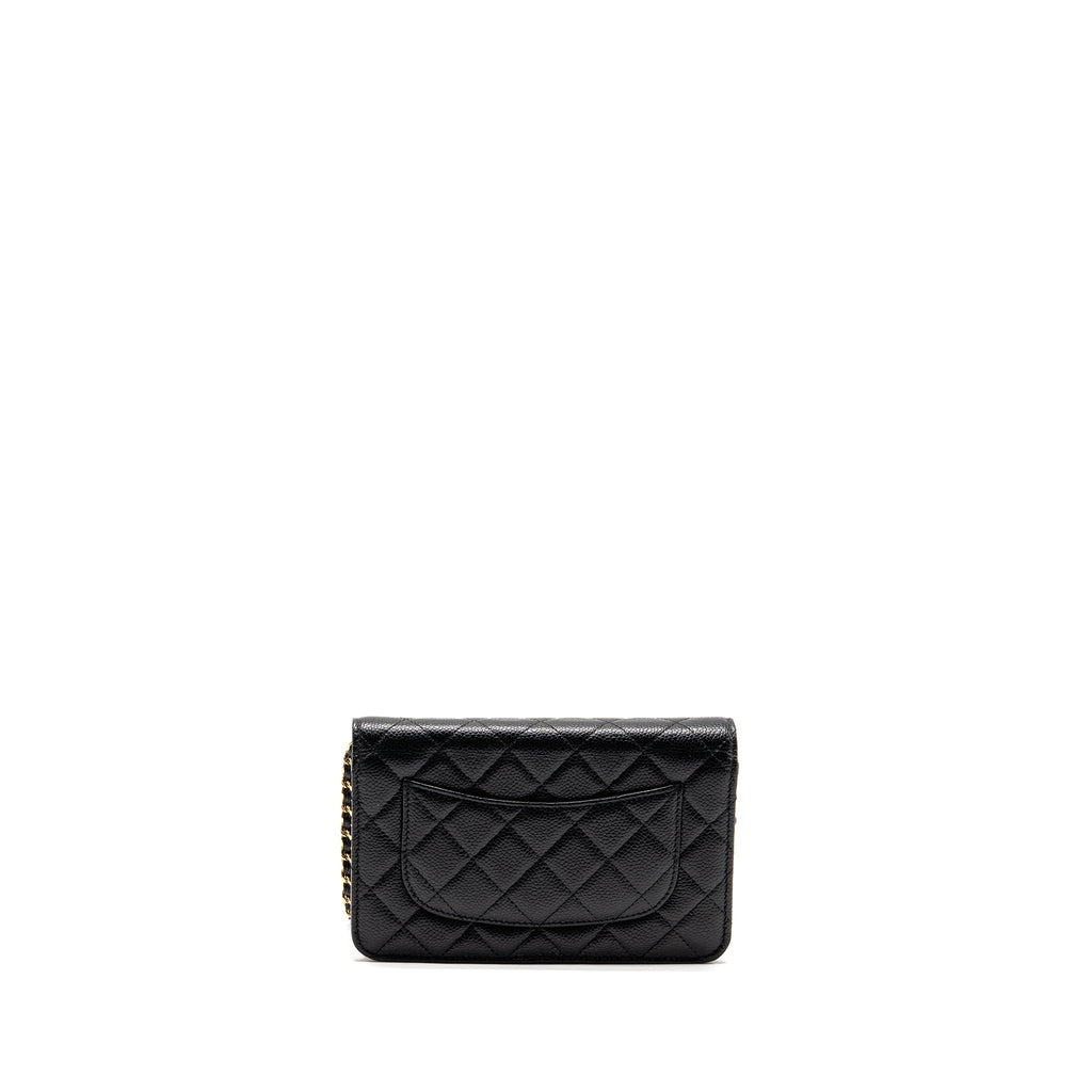 CHANEL CLASSIC WALLET ON CHAIN CAVIAR BLACK GHW (MICROCHIP)