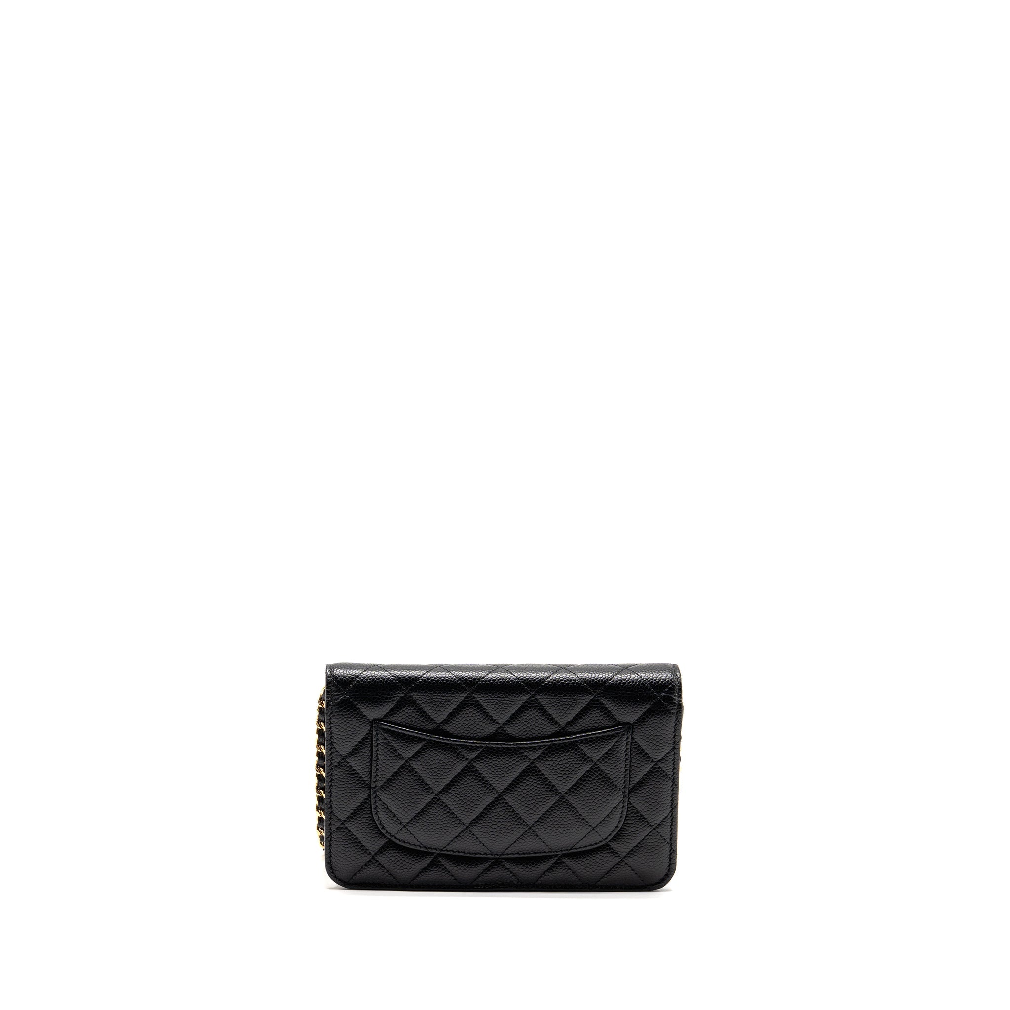 CHANEL CLASSIC WALLET ON CHAIN CAVIAR BLACK GHW (MICROCHIP)
